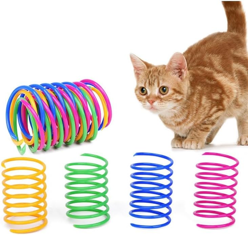 Cat Spring Toys, 32Pcs Colorful Plastic Coils Kittens Supplies Spiral Springs Coil Springs for Cats Kittens