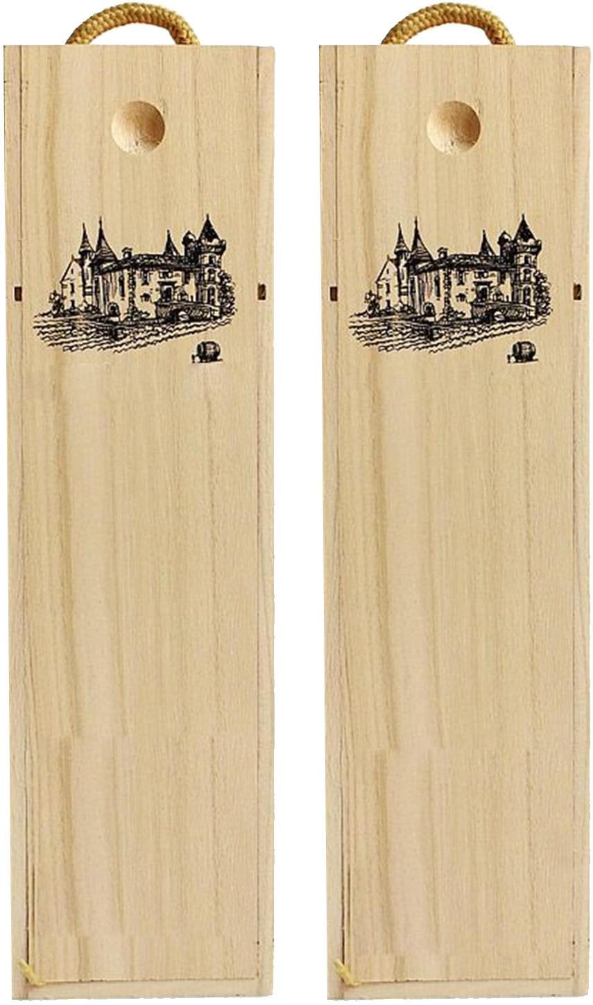 Wooden Wine Box, Wood Grain Single Wine Wooden Box Home Decor for Hotel, Single Bottle Wine Gift Boxes Decorative Storage Box for Birthday Party Gifts, Housewarming, Wedding image number 4