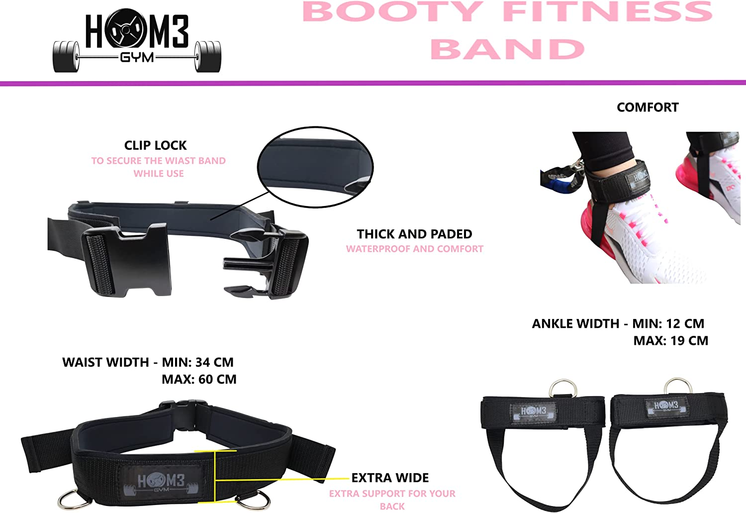 Booty Bands Vertical Jump with Adjustable Belt|2 Adaptable Levels of Resistance| Ideal Resistance Bands for Legs, Thigh and Butt | UNISEX |Training Exercise Equipment and Agility Training Strap