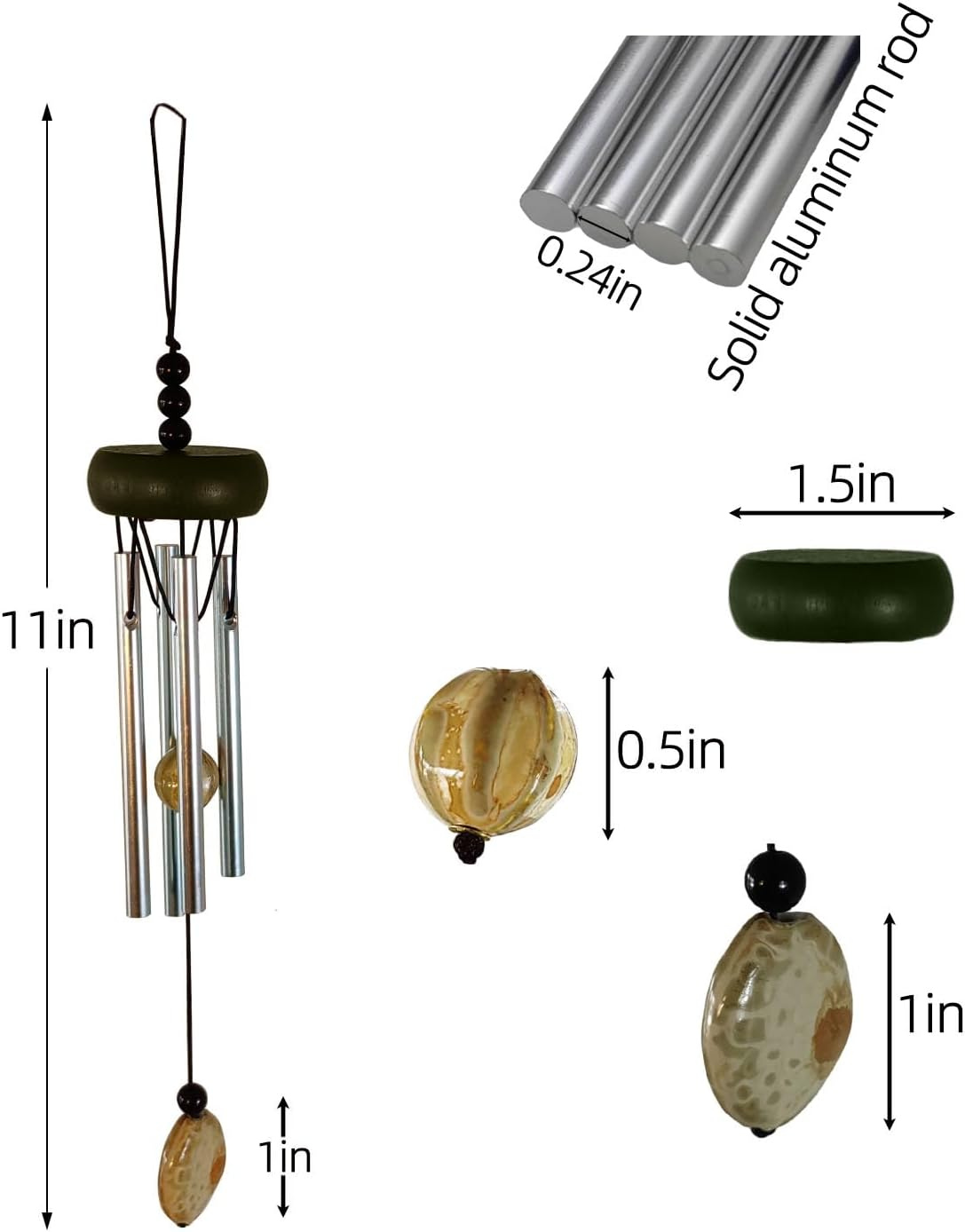 Mini Wind Chimes for Indoor,With Wind Catcher, Suitable as a Gift,Christmas Windchimes Indoors Gifts for Unisex (Dark_Green) image number 1