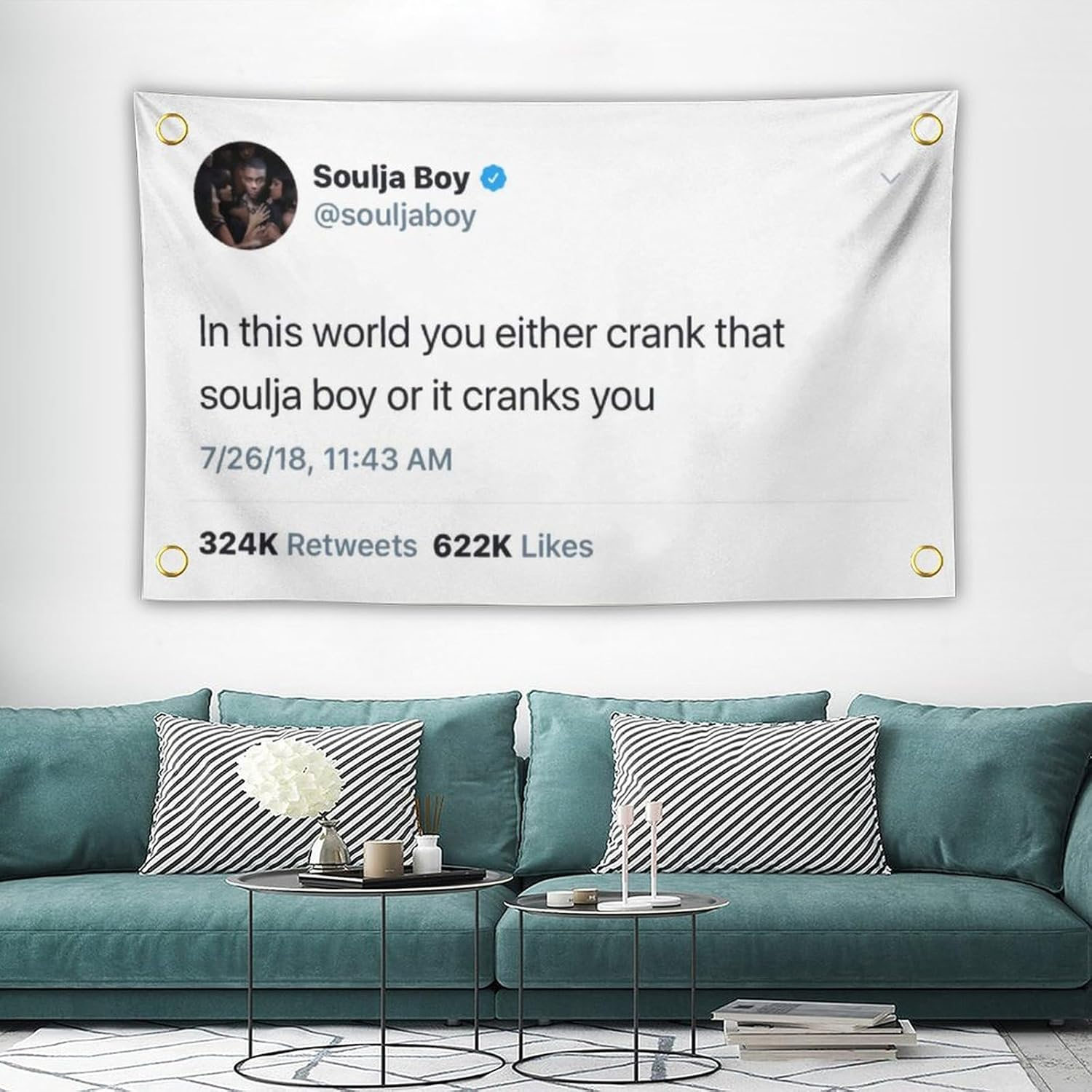 Bahhuou Soulja Boy Funny Tapestry 3X5Ft Tapestry Funny Meme Flag Wall Hanging Window Design for Bedroom Gift Home Man Cave Decor