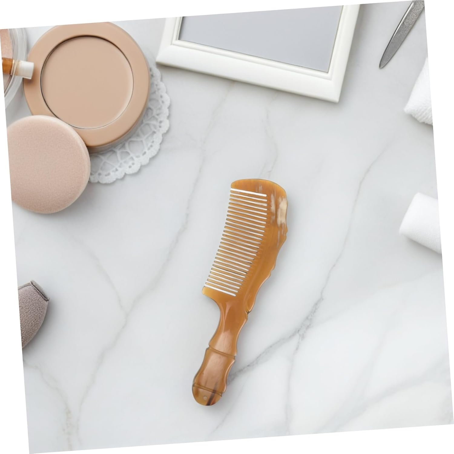 Hand Carved Horn Hair Comb Viking Comb for Men'S Beard and Portable and Sturdy Hair Care Supply for Dad Grandpa image number 2