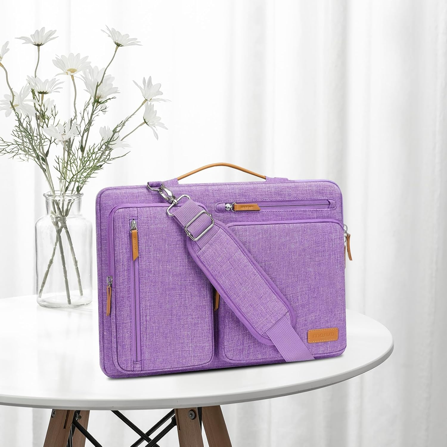 MOSISO 360 Protective Laptop Shoulder Bag, Computer Bag, Side Open Messenger with 4 Zipper Pockets&Handle image number 4