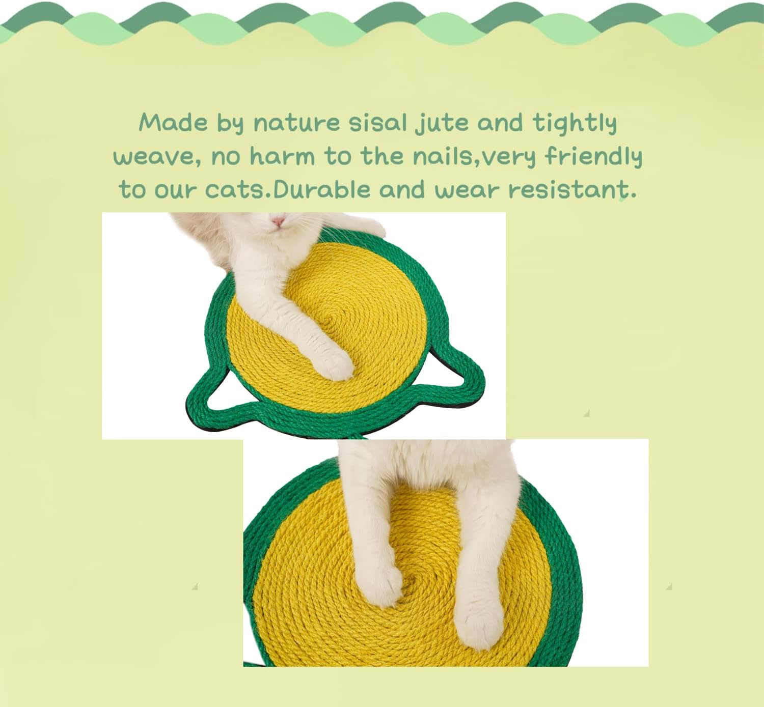 Cat Scratcher Mat, Natural Sisal Cat Scratch Mats, Horizontal Cat Floor Scratching Pad Rug, Protect Carpets and Sofas, Scratching Pads for Indoor Cats(Cat) image number 3