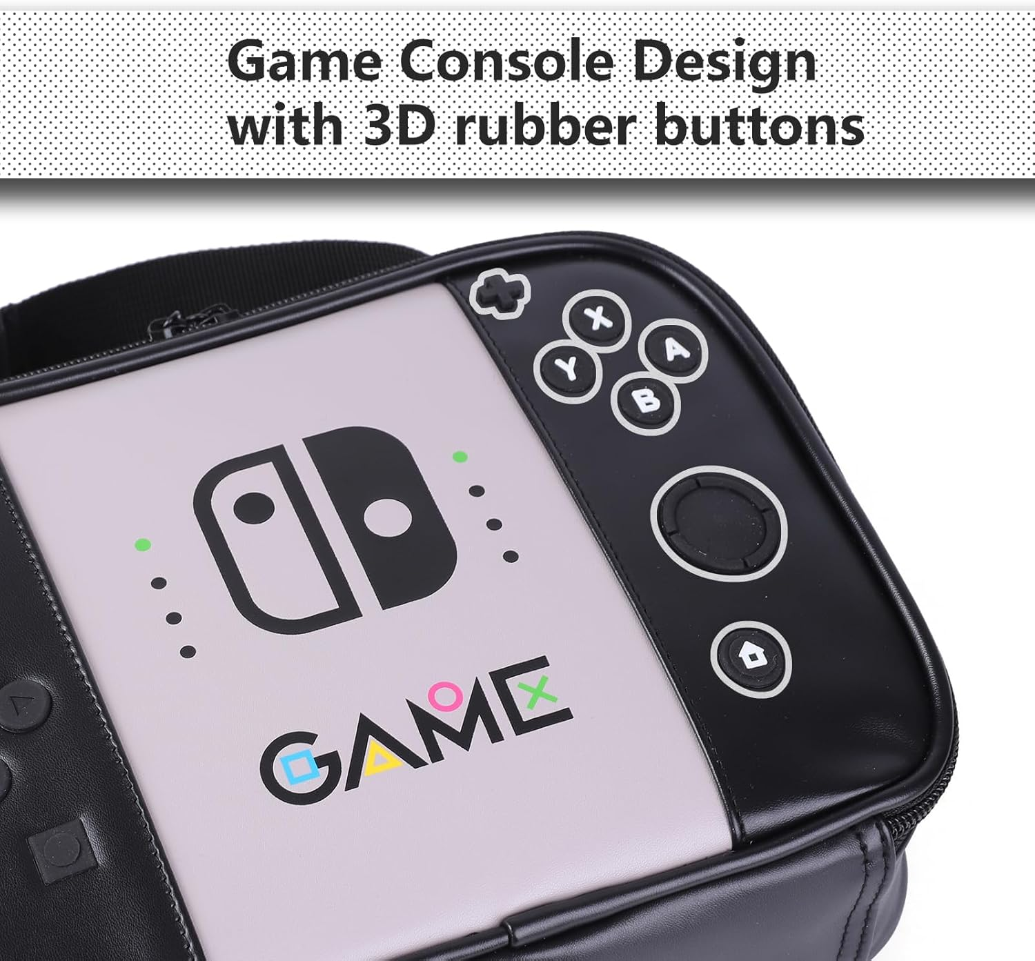 ONTESY Boys Lunch Bag Switch Game Lunch Cooler Thermal Insulated Food Container Waterproof Leather Mini Lunch Pail for Boys Girls Kids Toddlers Teens Men Women for School Pinic (Black) - Teal image number 4