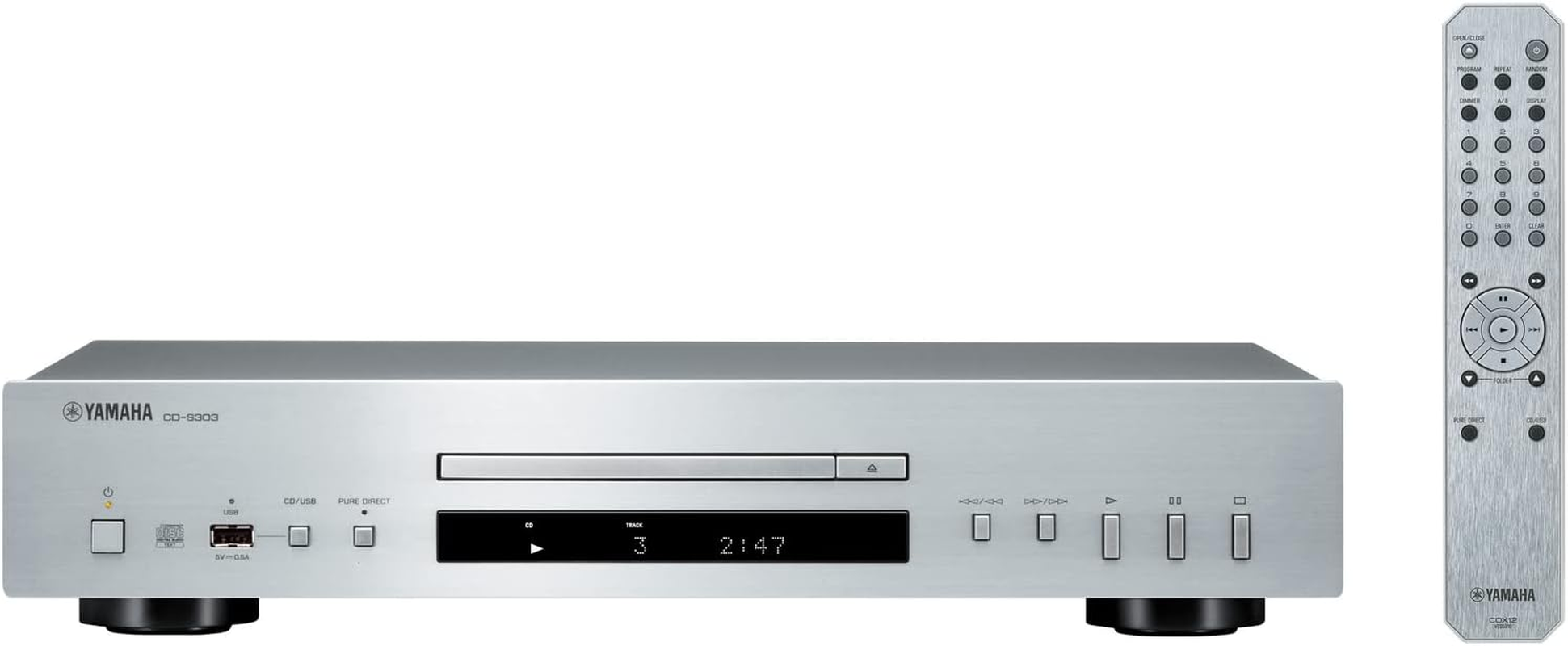 Yamaha CD-S303 CD Player with Pure Direct, USB Port, CD-R/RW Disc Playback, MP3/WMA/LPCM/FLAC Compatibility, Black