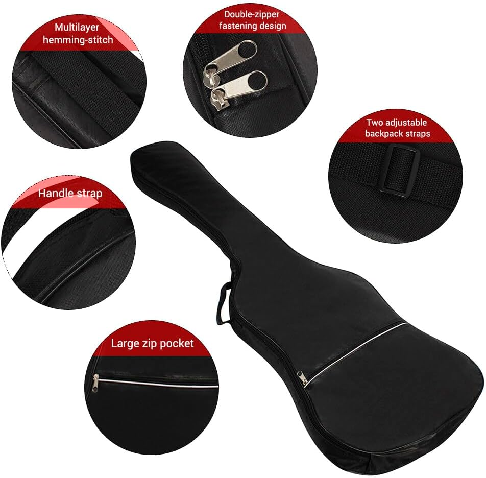 Electric Bass Guitar Bag Backpack 20Mm Padded for Electric Bass and Guitar Black image number 1