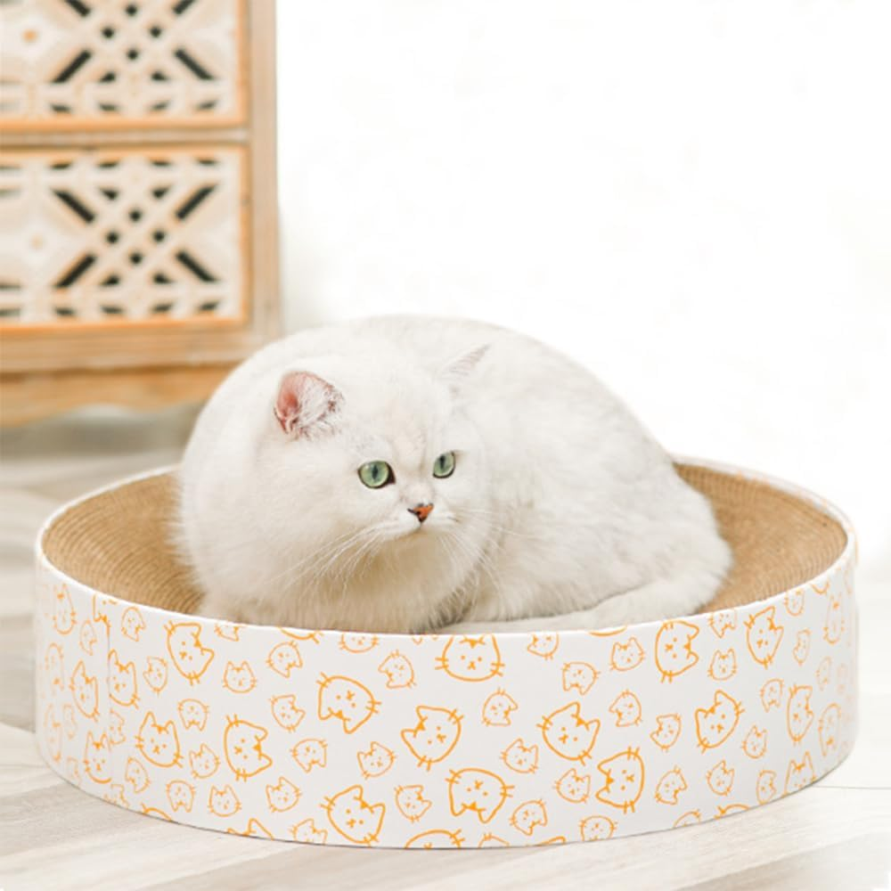 Cat Scratcher Cardboard, round Corrugated Scratch Pad, Cat Scratching Lounge Bed, Durable Recycle Board for Furniture Protection, Cat Kitty Training Toy (Style B) image number 4