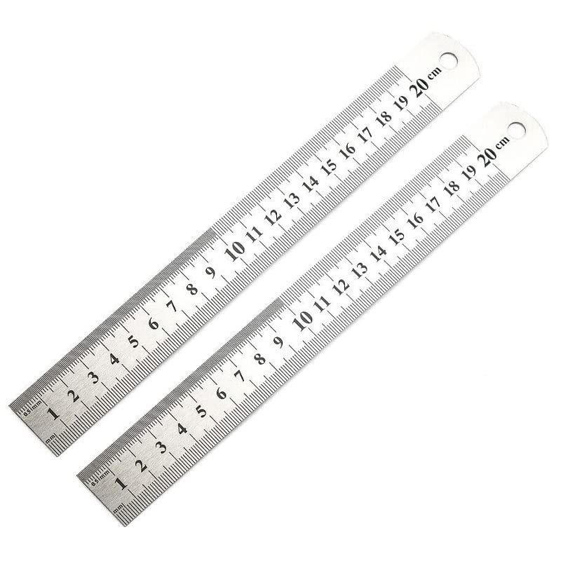 1/2 X 10Cm 15Cm 20Cm Double Sided Stainless Steel Metal Ruler Rule Precision, Durable, Professional Measuring Tool with 1Mm Graduation image number 5