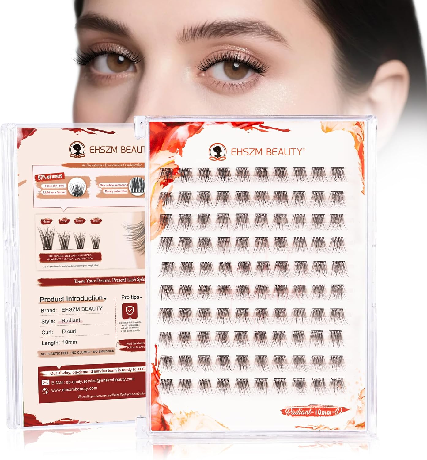 Upgraded,Brown Lash Clusters Hybrid 8-12Mm C Curl (8 10 12),Brown Eyelash Clusters Natural, Ultra-Soft Individual Lashes.No Plastic Feel,Thin Band,New Comfort - Radiant Style