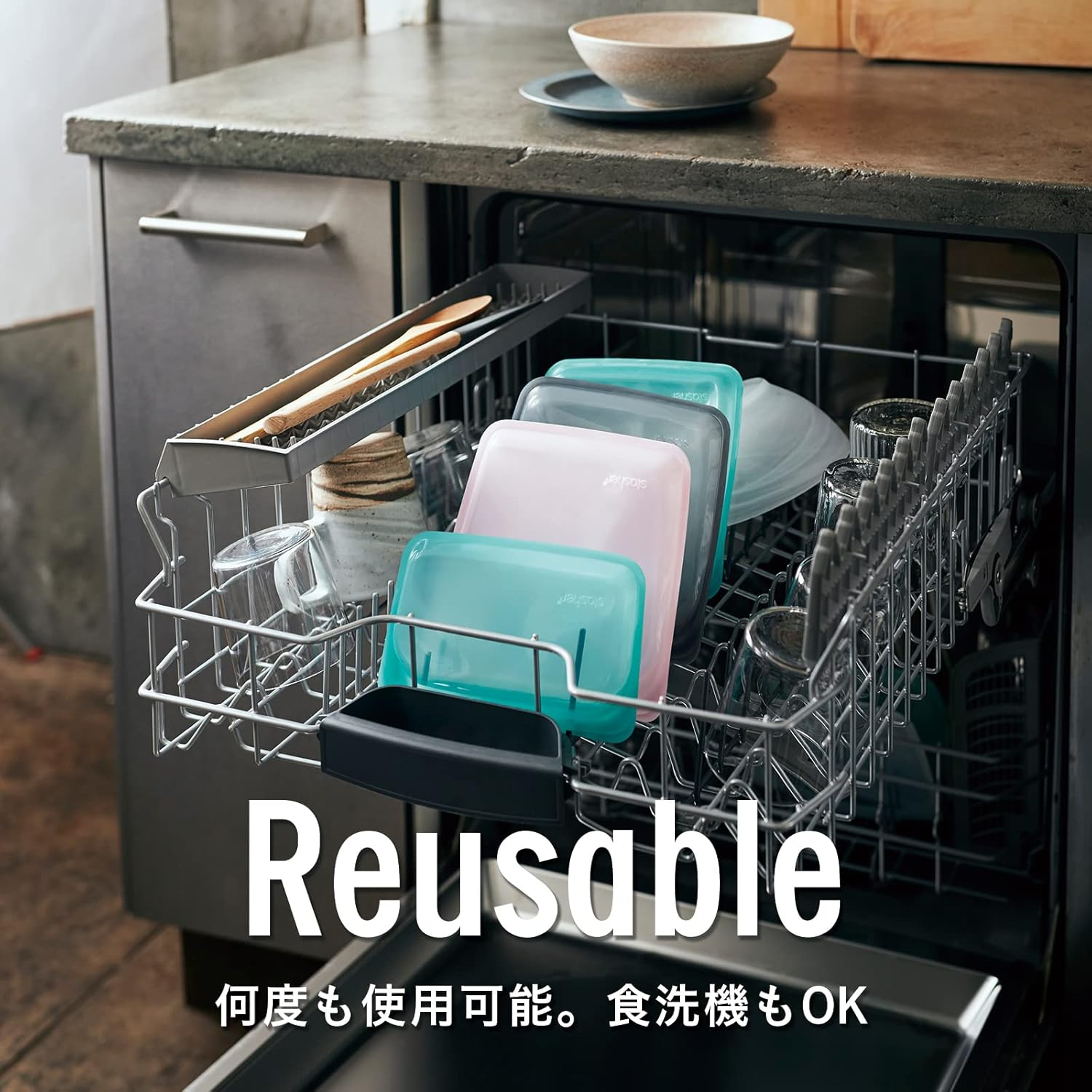 STASHER Reusable Silicone Sandwich Bags in Raspberry & Clear 828Ml&mdash; Pure Platinum Silicone | 100% Plastic-Free & Reusable | Airtight Seal | Microwave, Dishwasher. Fridge, Freezer, & Oven Safe image number 6