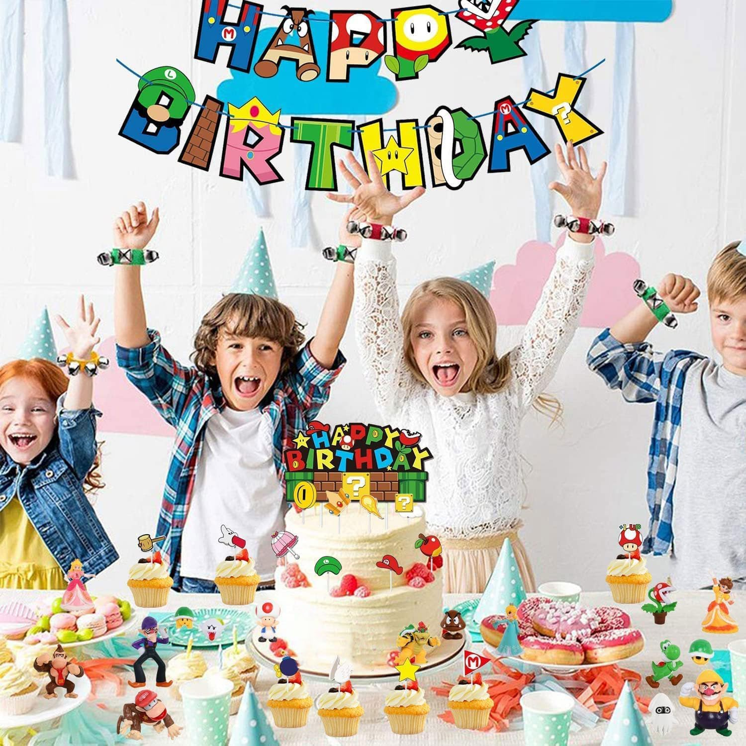 Pack of 18 Super Mario Cake Decorations, Birthday Decoration, Figures Set, Costume for Children, Party Cake Decoration image number 6