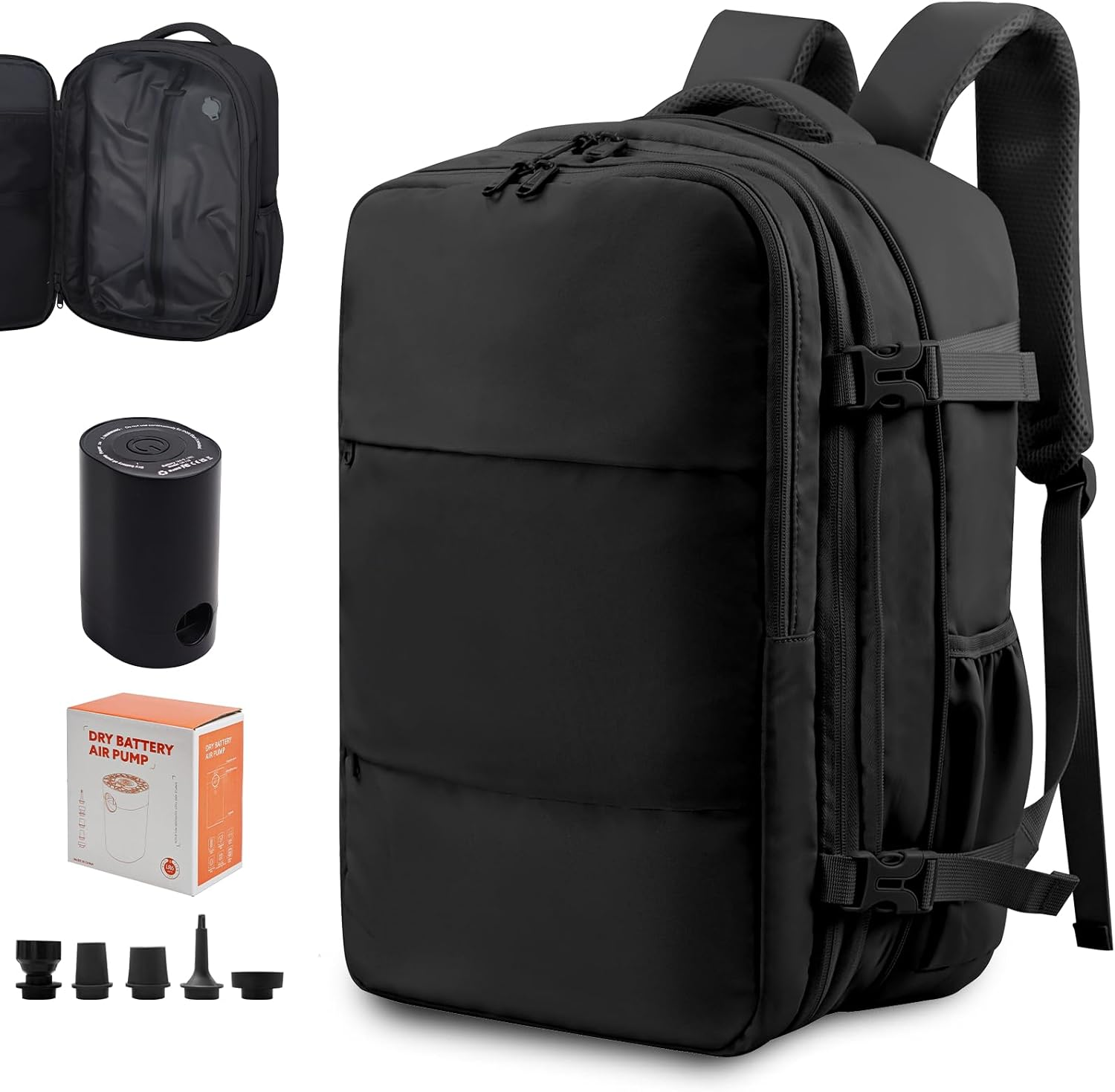 Vacuum Backpack Travel Bag Alepeak Vacuum Carry Travel Backpack with Pump Fit Laptop 17 Inch Expandable Compression Business Rucksack Carry on Cabin Size USB Charging for Men Women