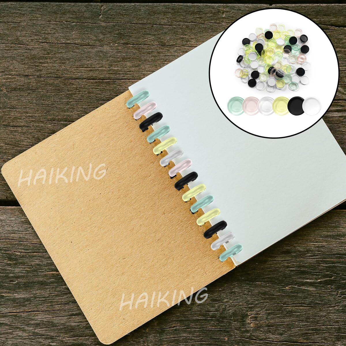 Plastic Mini Discs, 100 Pcs Plastic Loose Leaf Binder Discs for Notebooks, Planners, Teacher (Mixed Color) image number 5