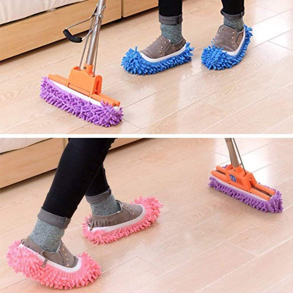 ALINK 10 Pieces Microfiber Mop Slippers Shoes Cover Soft Washable Reusable Floor Polishing Dust Dirt Hair Men Women Sweeper Cleaning Mop Tool for House Office Bathroom Kitchen, Multicolored 5 Pairs