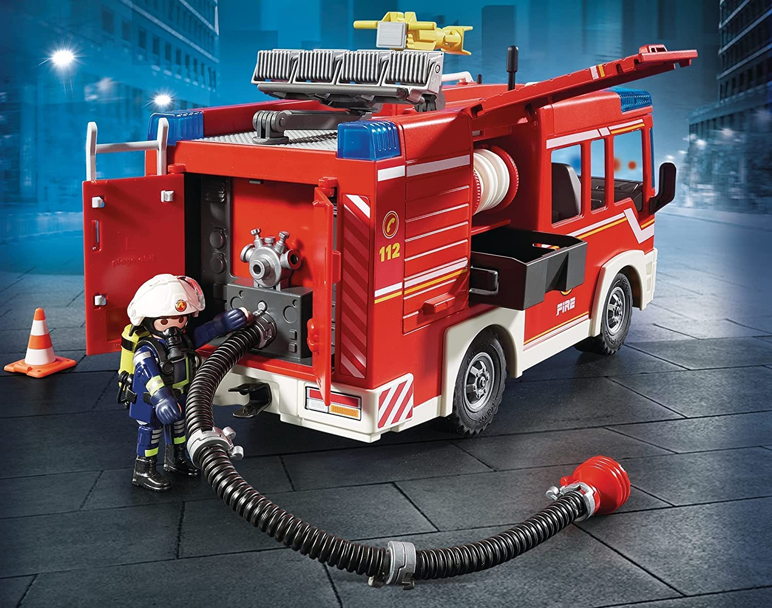 Playmobil Fire Engine Playset &ndash; Rescue Vehicle Toy with Firefighter Figures & Accessories for Kids Age 4+ image number 3
