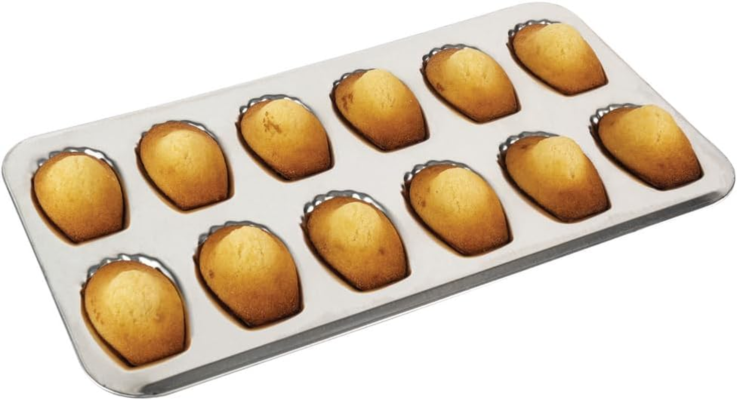 Gobel 2499 12 Count Heavy Tinned Steel Madeleine Sheet Pan, Made in France Silver 15.5 X 7.875 Inch, Tin image number 2