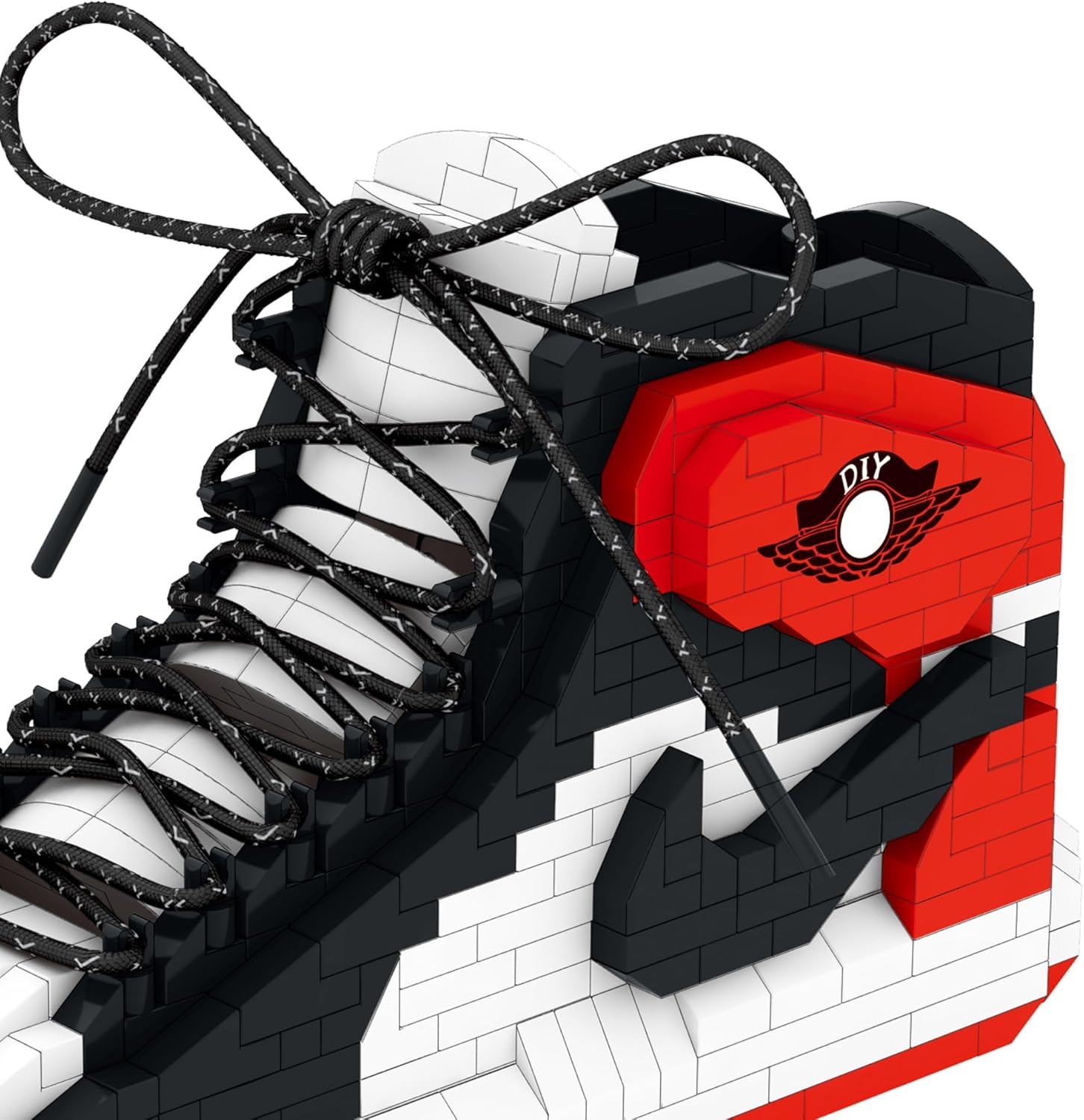 Mini Sneaker Building Blocks Set, 745 Pieces &ndash; DIY Basketball Shoe Toy for Kids (9+) & NBA Fans, Unique Gift Idea for Basketball Enthusiasts - Black-White-Red-1 image number 4
