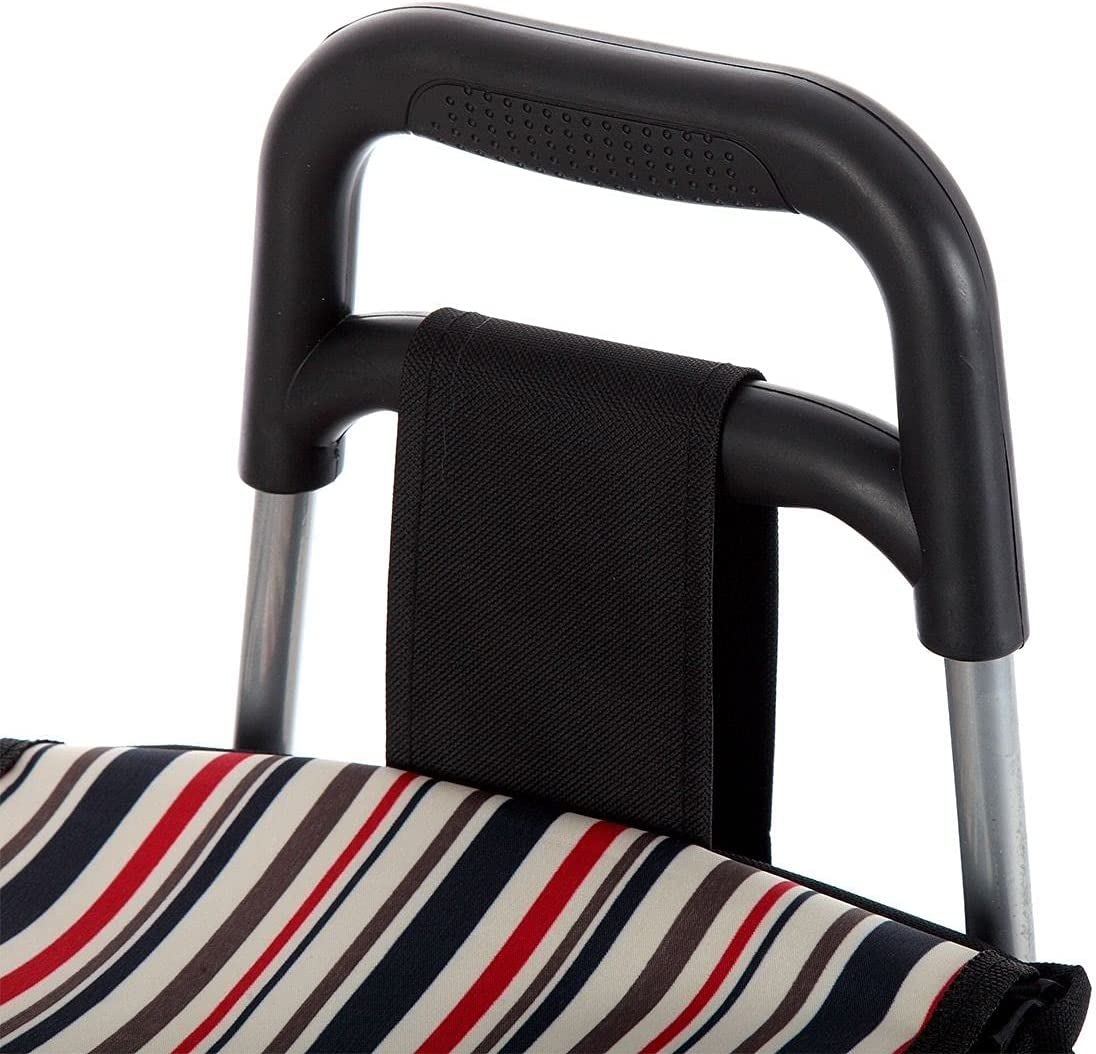 Shopping Trolley with Wheels Foldable Shopping Cart Stair Climbing Utility Cart Tri-Wheel Waterproof Nylon Shopping Bag Aluminium Framed Black - Black Wave-01 image number 5