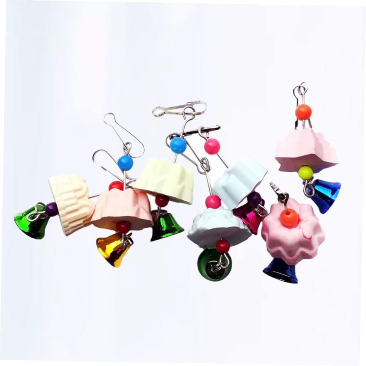 10Pcs Parrot Chewing Stone Bird Toy Cage Hanging Bell Calcium Molars Pendant Biting Cage Chewing Toys for Parrots and Parakeets, Random Color Mix image number 2