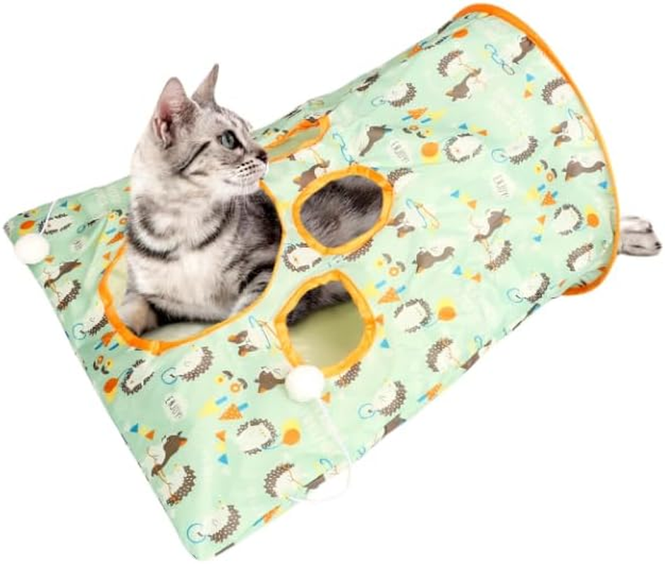 Cat Tunnel Bag Mix Postage Bag- Dexterity Training Toys - Nylon Bag Tunnel Toys for Cat/Green 34 * 32 * 5.7CM. image number 2