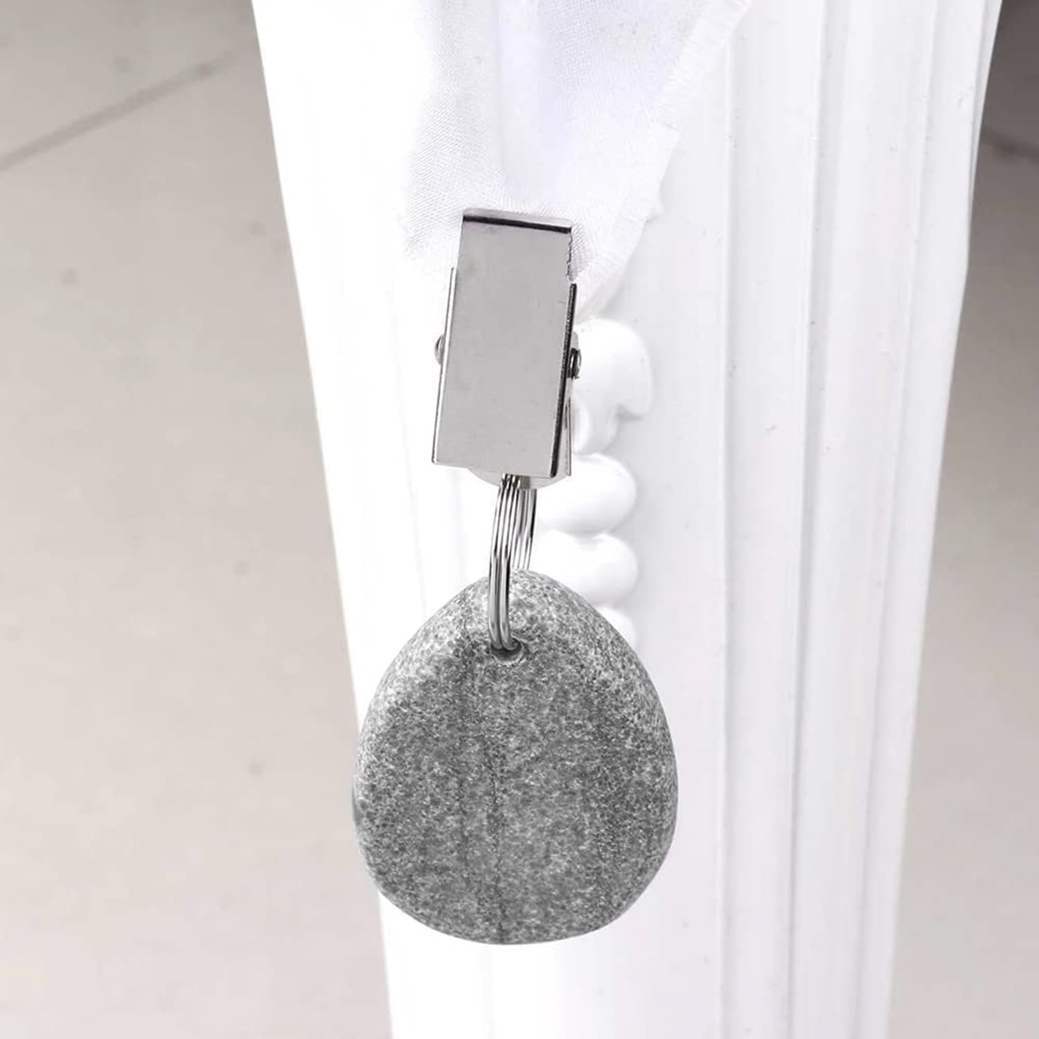 Tablecloth Weights Hangers,8 Pcs Tear Drop Marble Tablecover Weights, Tablecloth Pendant Stone Table Cover Weights with Metal Clips for Outdoor Party Picnic Table Decoration (Grey) image number 1