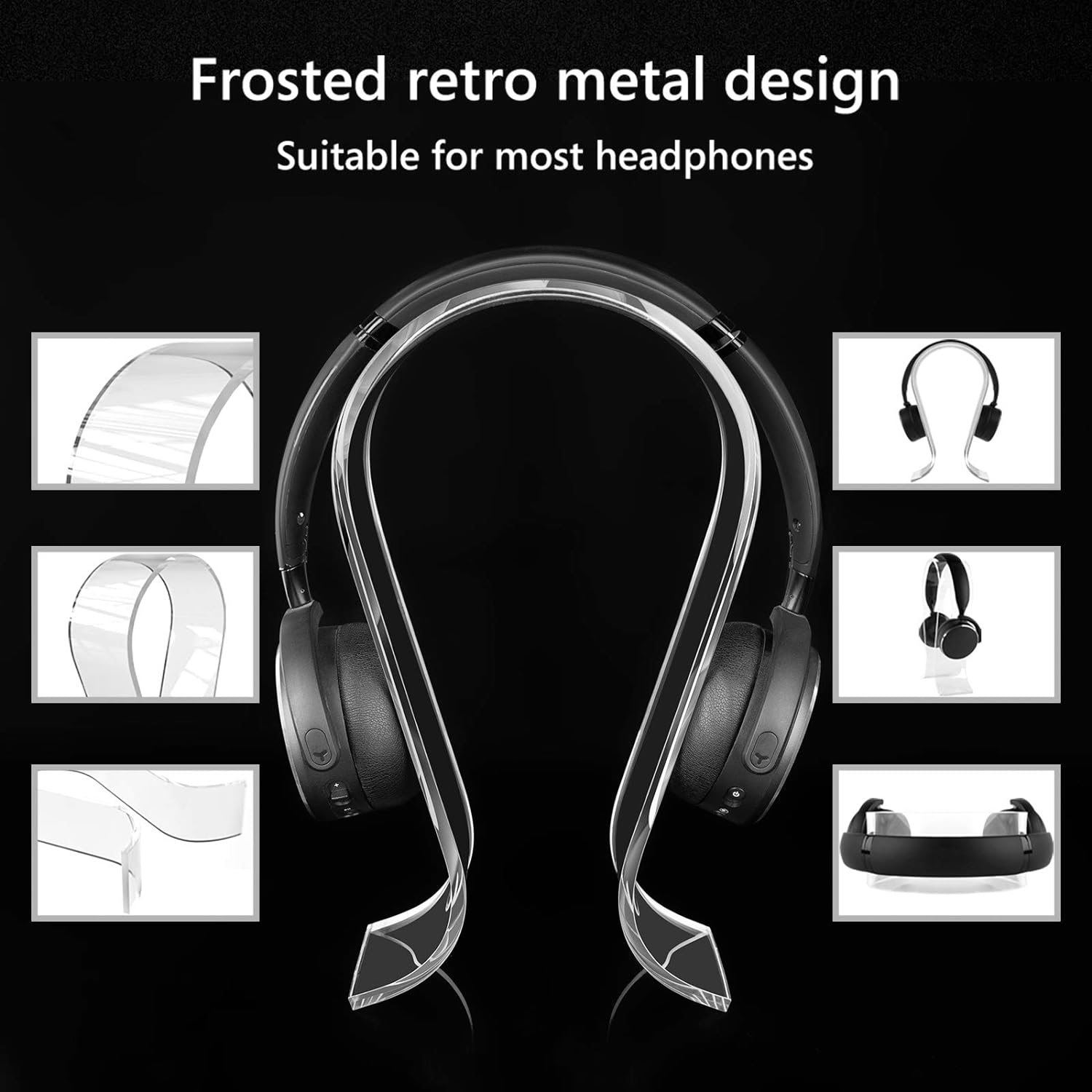 Geekria Clear Omega Headphone Stand for On-Ear Headphone, Gaming Headset Stand, Desk Display Hanger, Compatible with Bose, Marshall, Jabra, JBL, ATH, Sony, AKG, Sennheiser Headset (Clear) image number 2