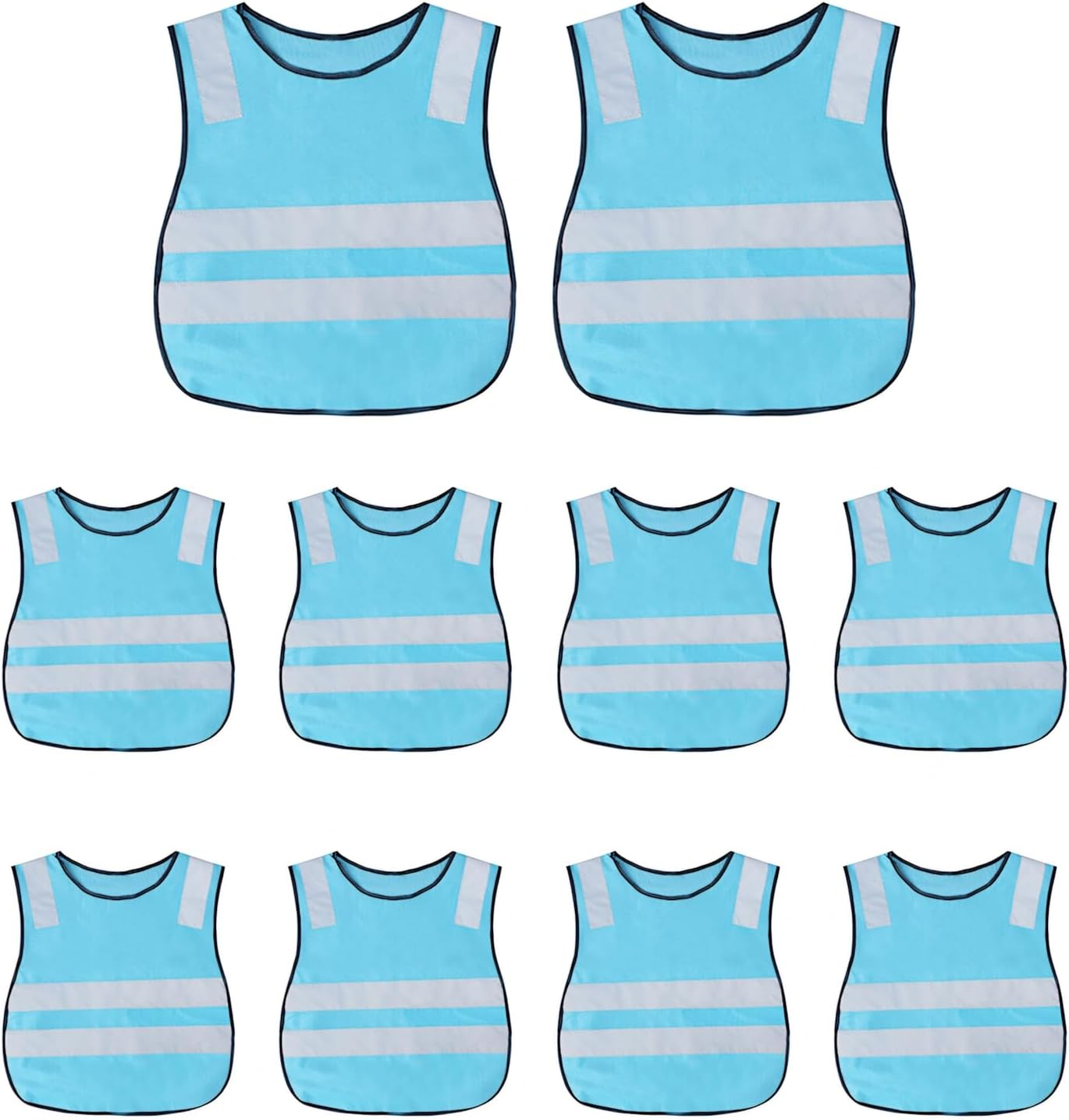TOPTIE 10 Pack Kids Safety Reflective Vests, High Vis Construction Vest with Elastic Waistband