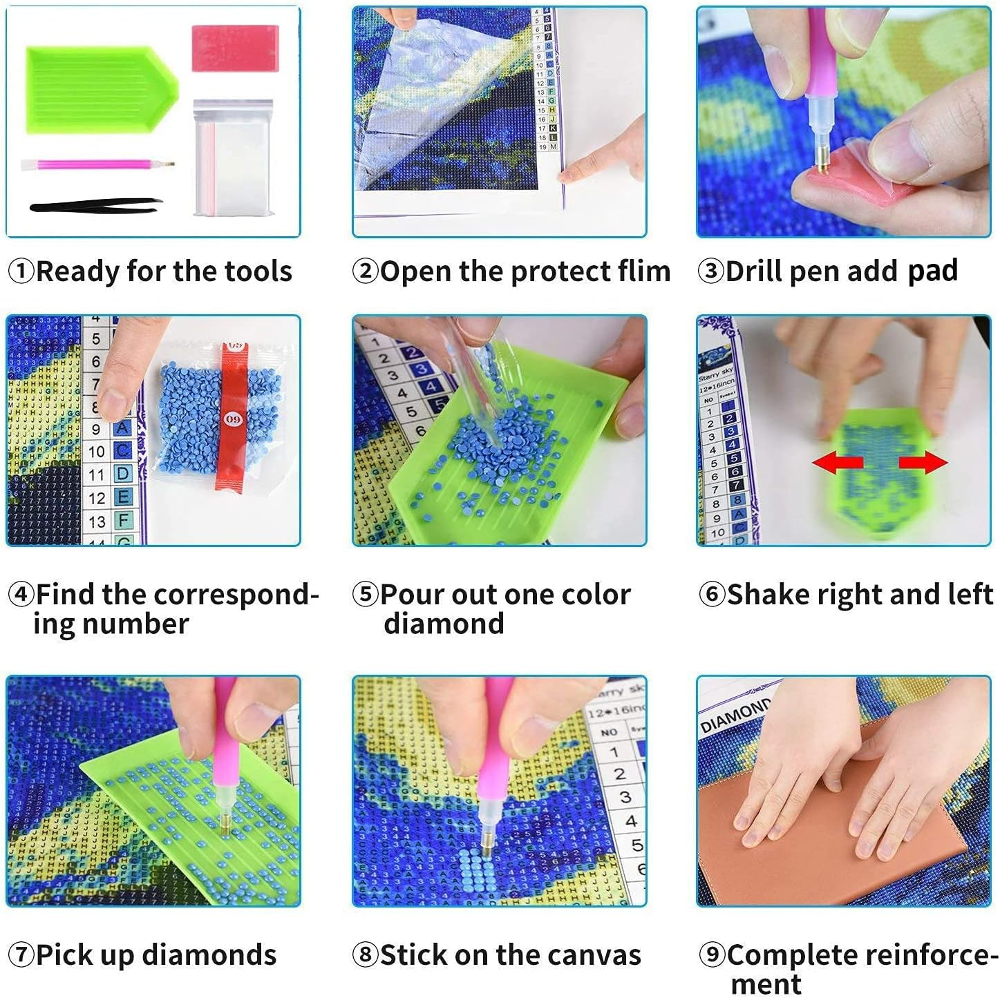 5D Diamond Painting Full Drill - 50Cm X 41Cm Paint by Number Kits Starry Night Diamond Painting Kits for Home Wall Decor