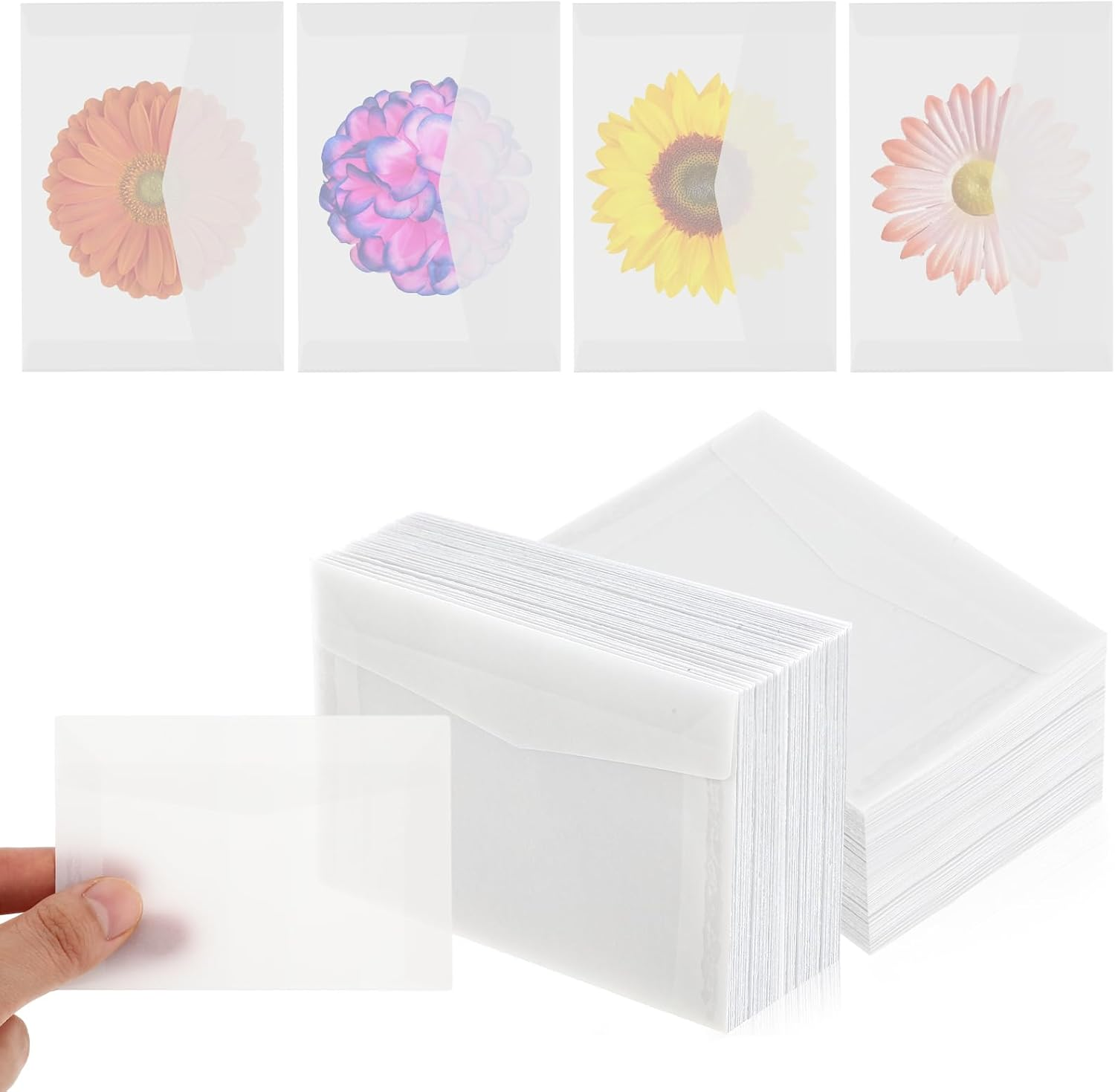 50 PCS Glassine Envelopes, 2.75X3.94Inches Glassine Bags Vellum Envelopes Sealing Paper Small Coin Collection Vegetable Seeds Lottery Storage Pack Stamp Cards Home Office Campus Wedding Gift image number 5