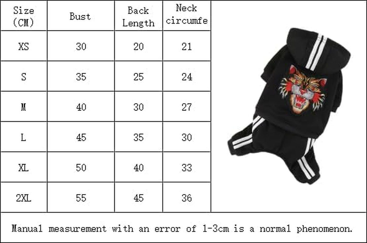 Dog Hoodies Dog Clothes Apparel 4 Legs Jumpsuit Warm Hoodie for Small Dog Medium Large Dog Cat (Black, S) image number 2