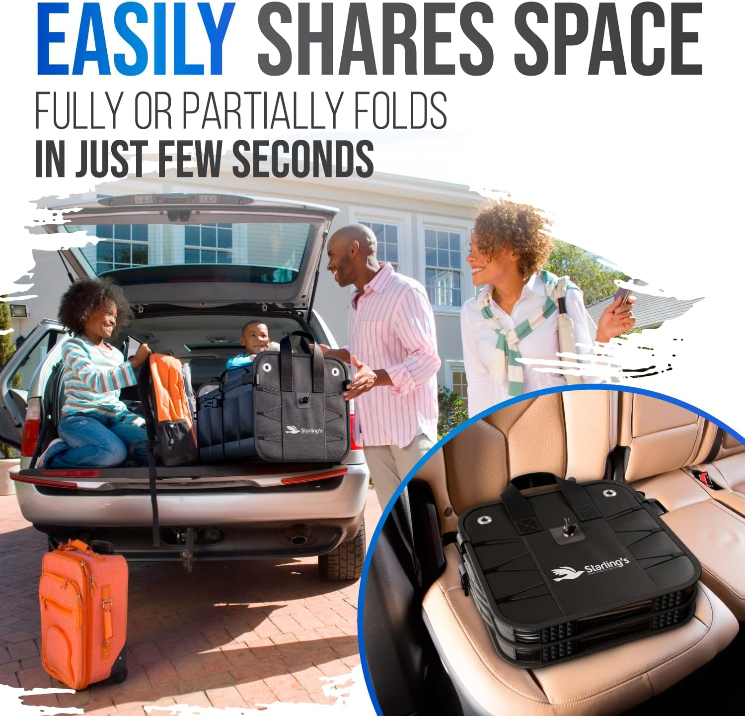 Starling'S Car Trunk Organizer - Car Boot Storage Bag, Durable Storage SUV Cargo Organiser Adjustable, Tidy Organization (Black) image number 5