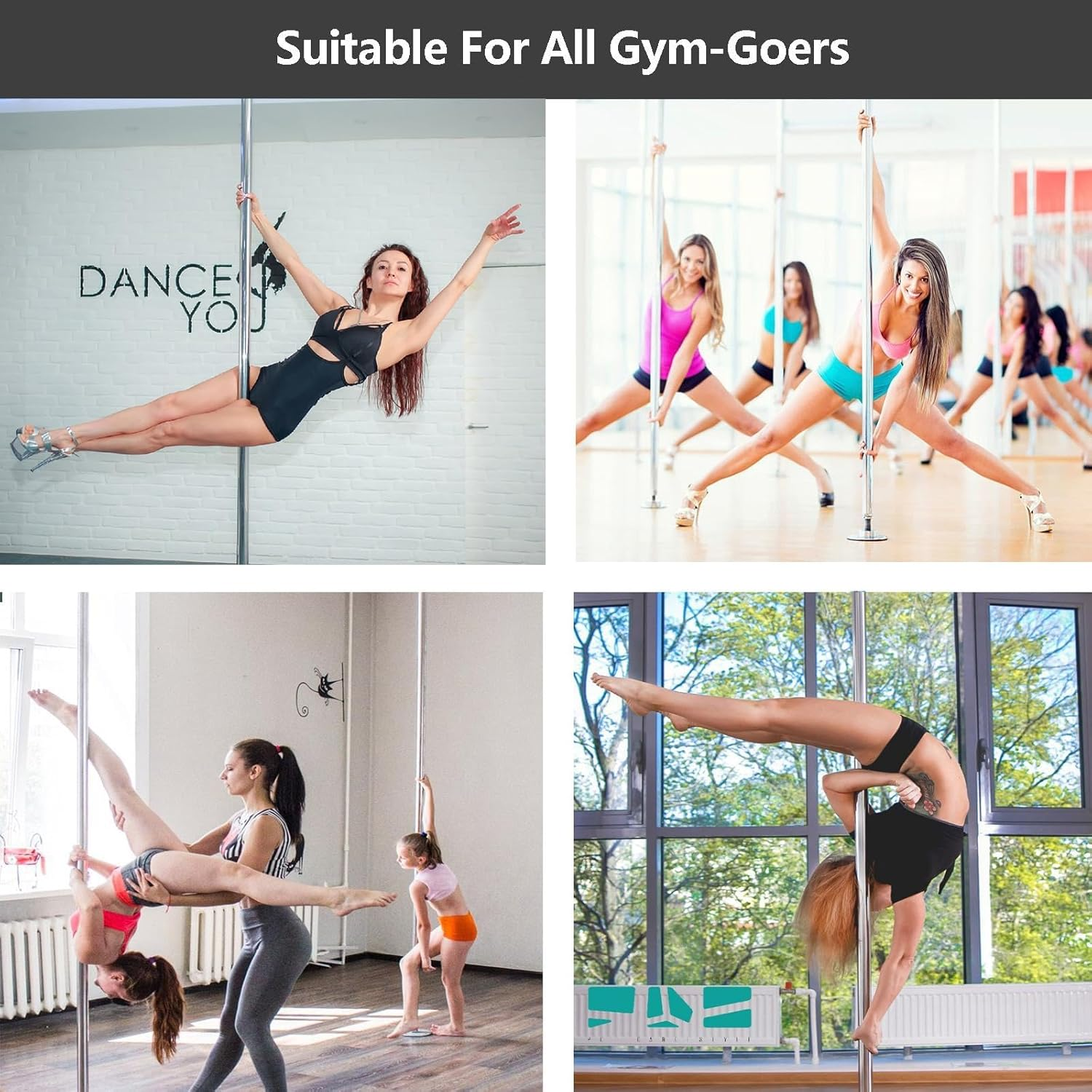 PRIOR FITNESS Premium Dance Pole Removable 45Mm Spinning & Static Dancing Pole Heavy-Duty Steel Pole Dancing Pole, Adjustable Height Professional Grade Excellent for Home Exercise Club Gym image number 4