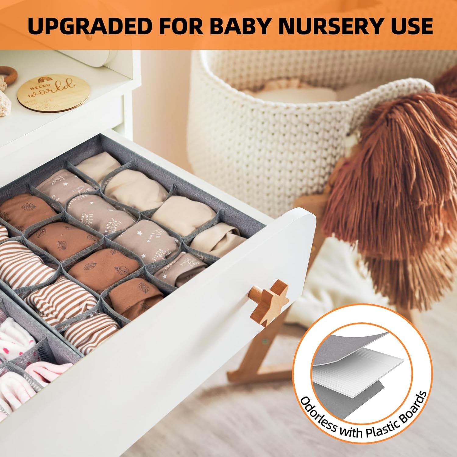 Sock Underwear Organizer Dividers,Dresser Closet Organizers and Storage Boxes for Organizing Socks, Underwear, Ties,Foldable Bed Sheets Set Organizers and Storage(King & Queen Size) (Gray-2) image number 2