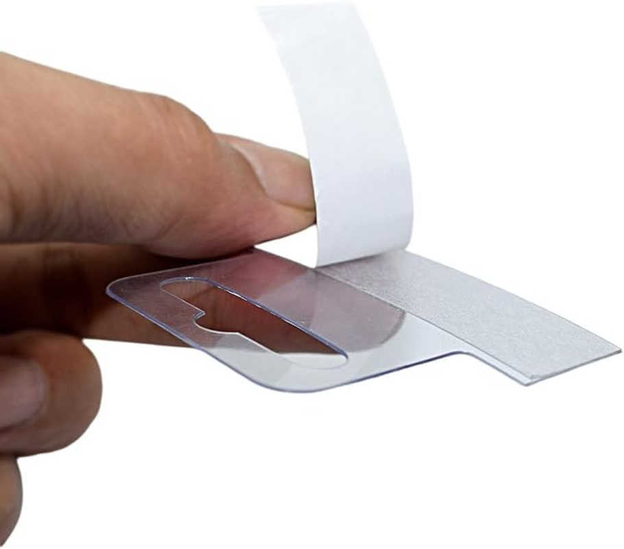 DACUAN 200 Transparent Adhesive Labels, Self-Adhesive Labels with Slots and Holes, for the Display of Small Retail Items in Stores image number 1