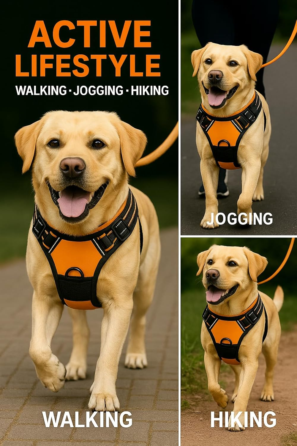 Joylytic No Pull Dog Harness & Leash Set, Reflective & Adjustable, Escape-Proof, Padded No-Choke Vest with Control Handle for Large Dogs = All in One image number 3