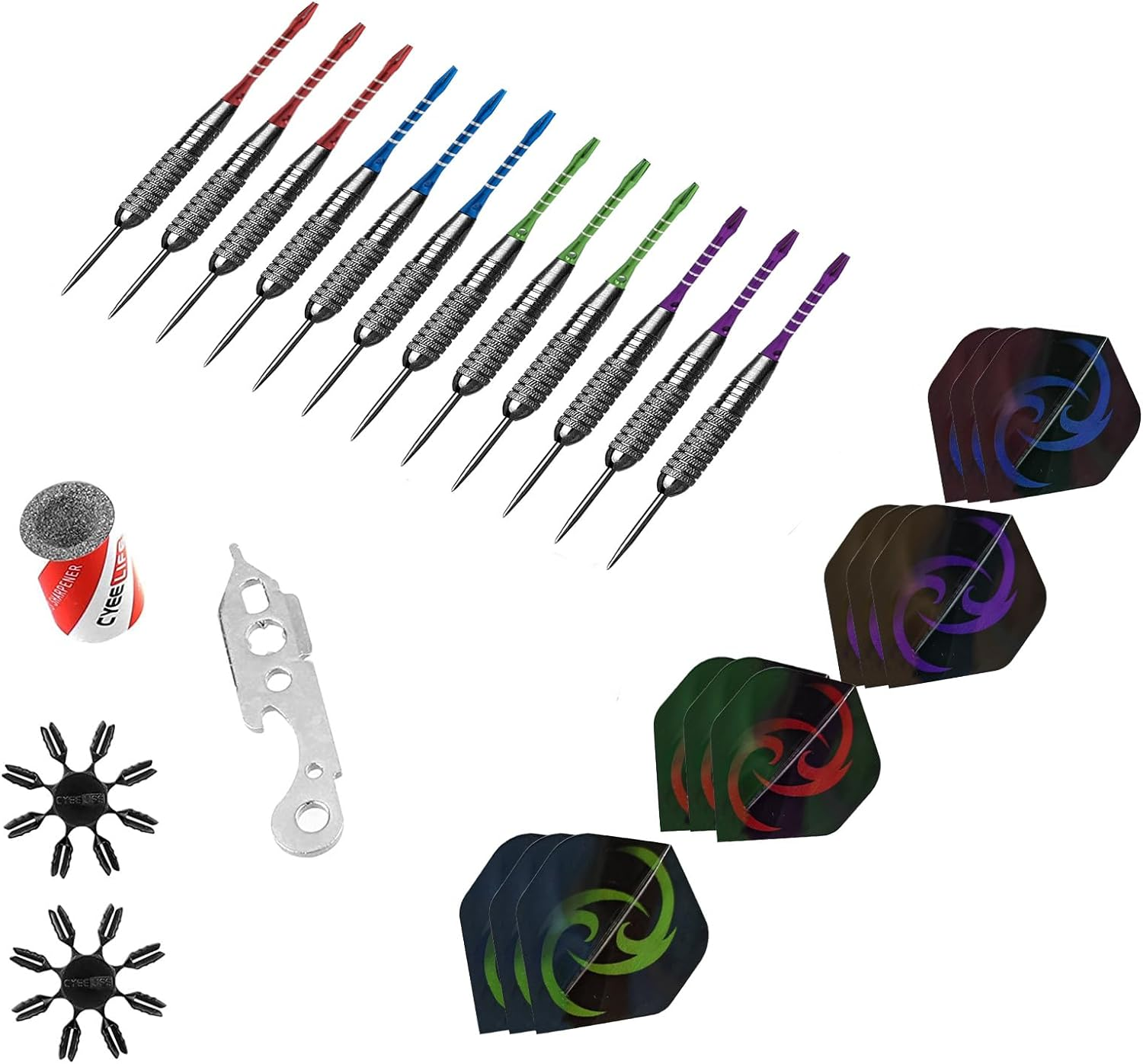 Steel Tip Darts with Aluminum Shafts Sharpener Tool Extra Flights and Protectors(22G/20G) image number 6