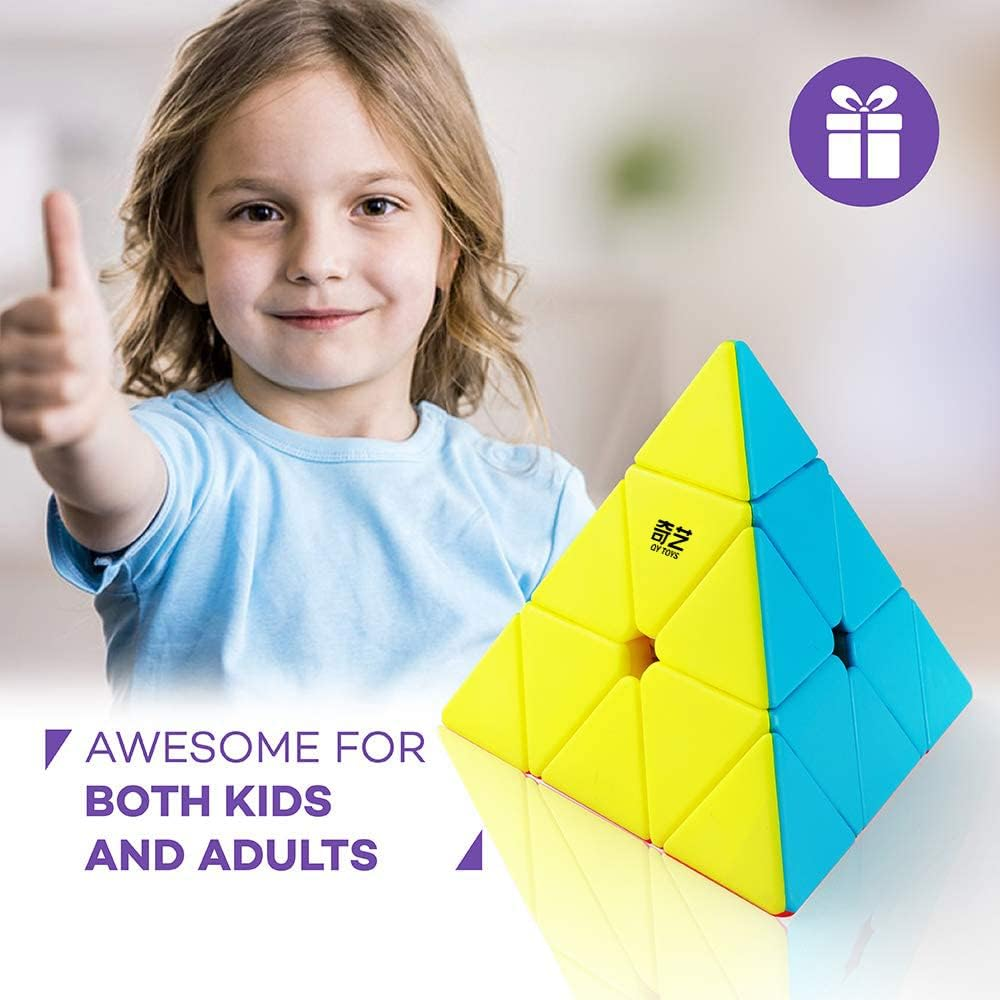 D-Fantix Qiyi Qiming Pyramid Stickerless Speed Cube Triangle Cube Puzzle