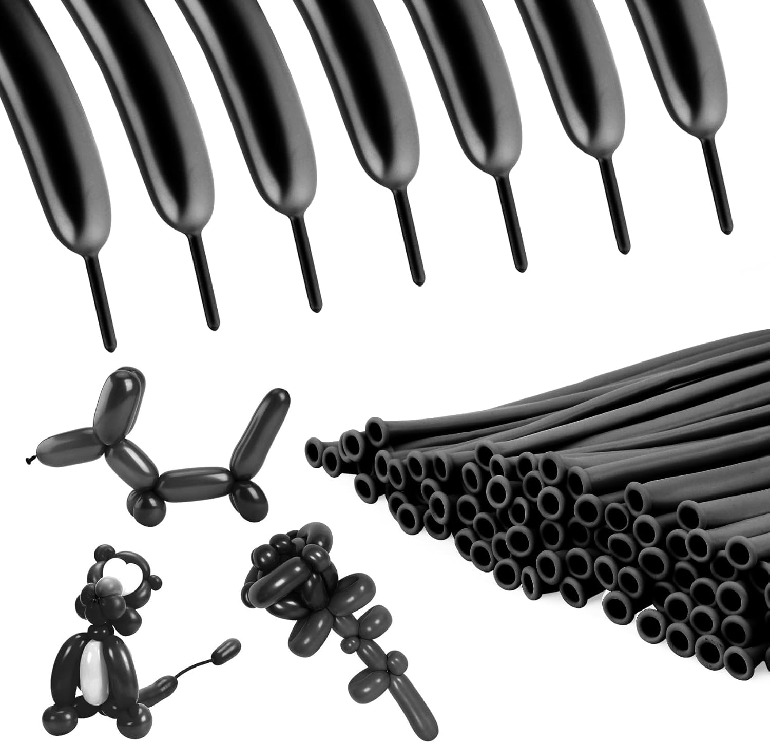 Black 260 Balloons Halloween Balloons Long Balloon for Balloon Animals 100Pcs Long Skinnyballoons for Tying Balloon Arch Qualatex Latex Balloon Animal Decor Halloween Christmas Party Decorations