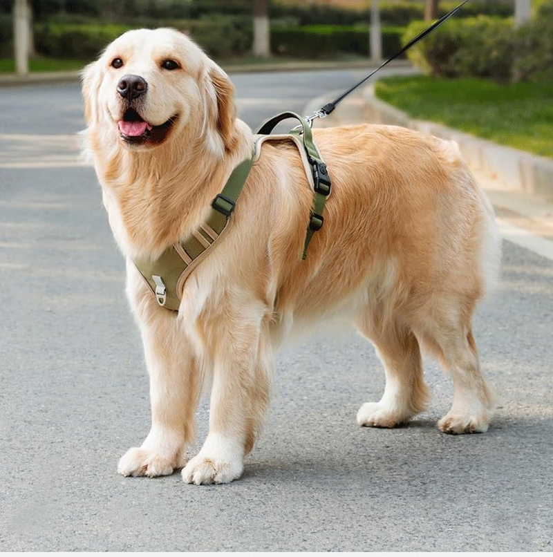 Escape Proof Dog Harness - No Pull Dog Harness with Handle, Soft Padded Reflective and Adjustable Full Body Pet Harness Vest for Medium Large Dogs Walking Hiking Training (Army Green, Small) image number 3