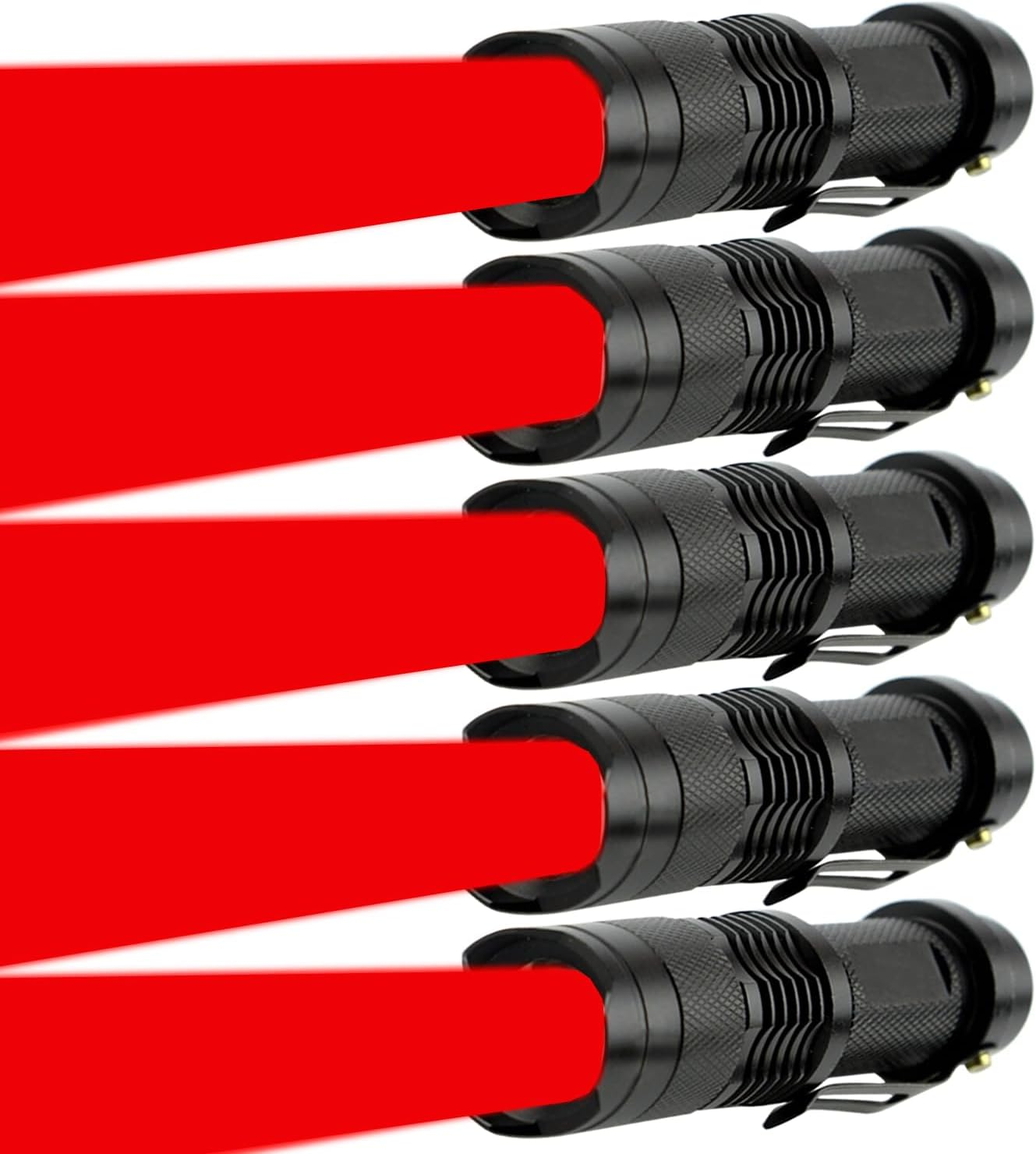 Red Light Flashlight, LED Flashlights with Clip for Hunting, Astronomy, Night Observation and Outdoor Activities (5 Pieces) image number 2