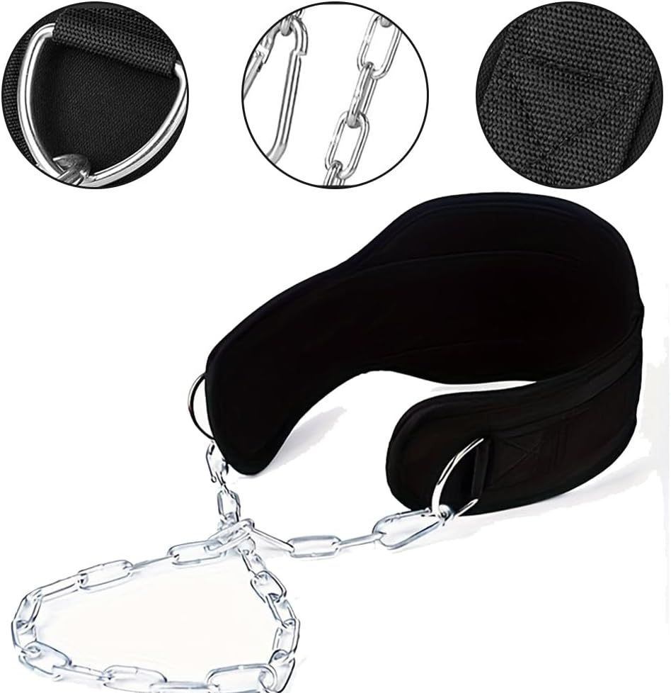 Dip Belt for Weightlifting with 70Cm Steel Chain, Pull-Ups Belt Weight Belt Gym Lifting Belt for Powerlifting for Weight Lifting, Squat, Strength Training, Gym Fitness image number 4