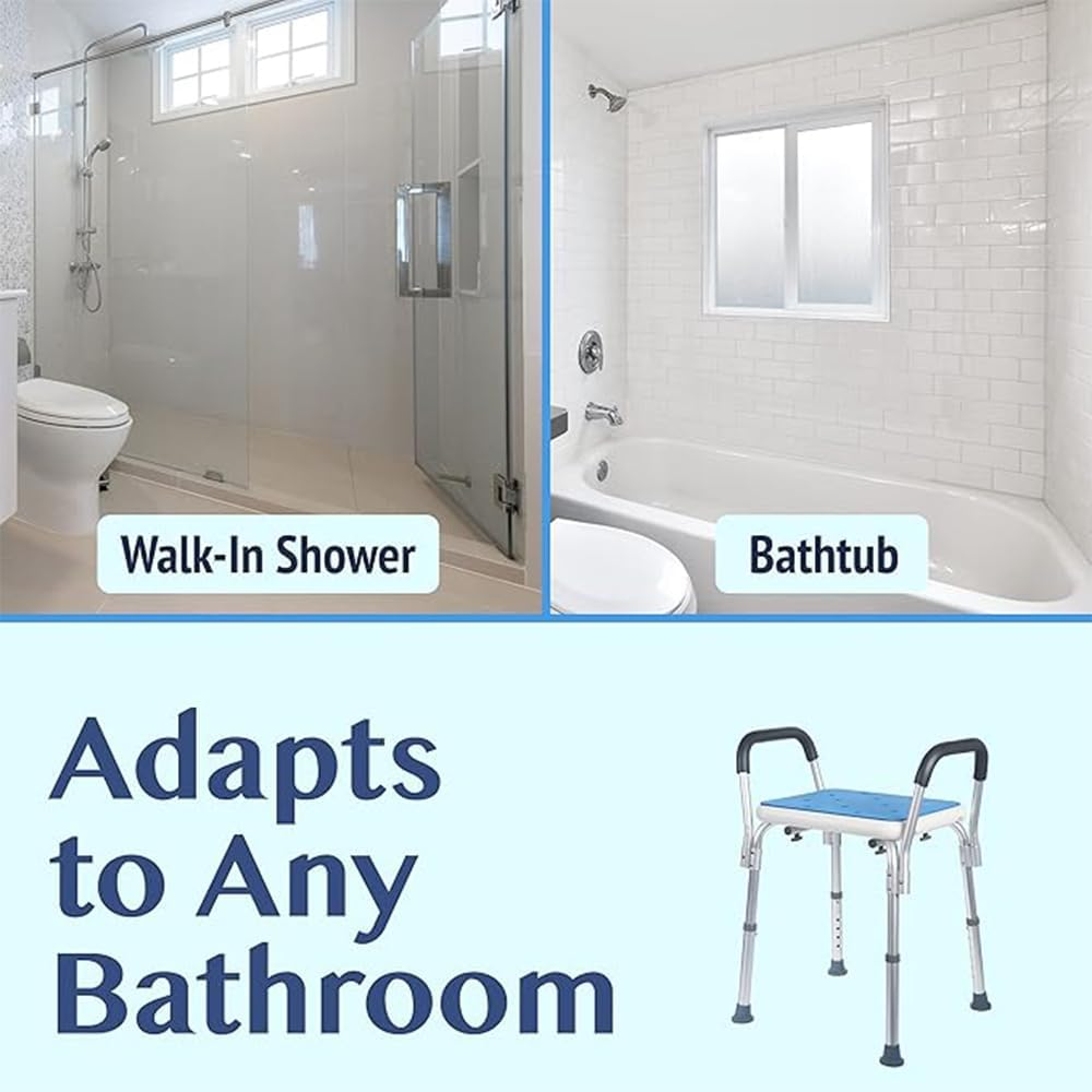 Portable Shower Chair, Bath Bench Tub Seat, Non-Slip Bathroom Stool, 6-Level Height-Adjustable, Max Load 125Kg for Adults Elderly Disabled Safety image number 6