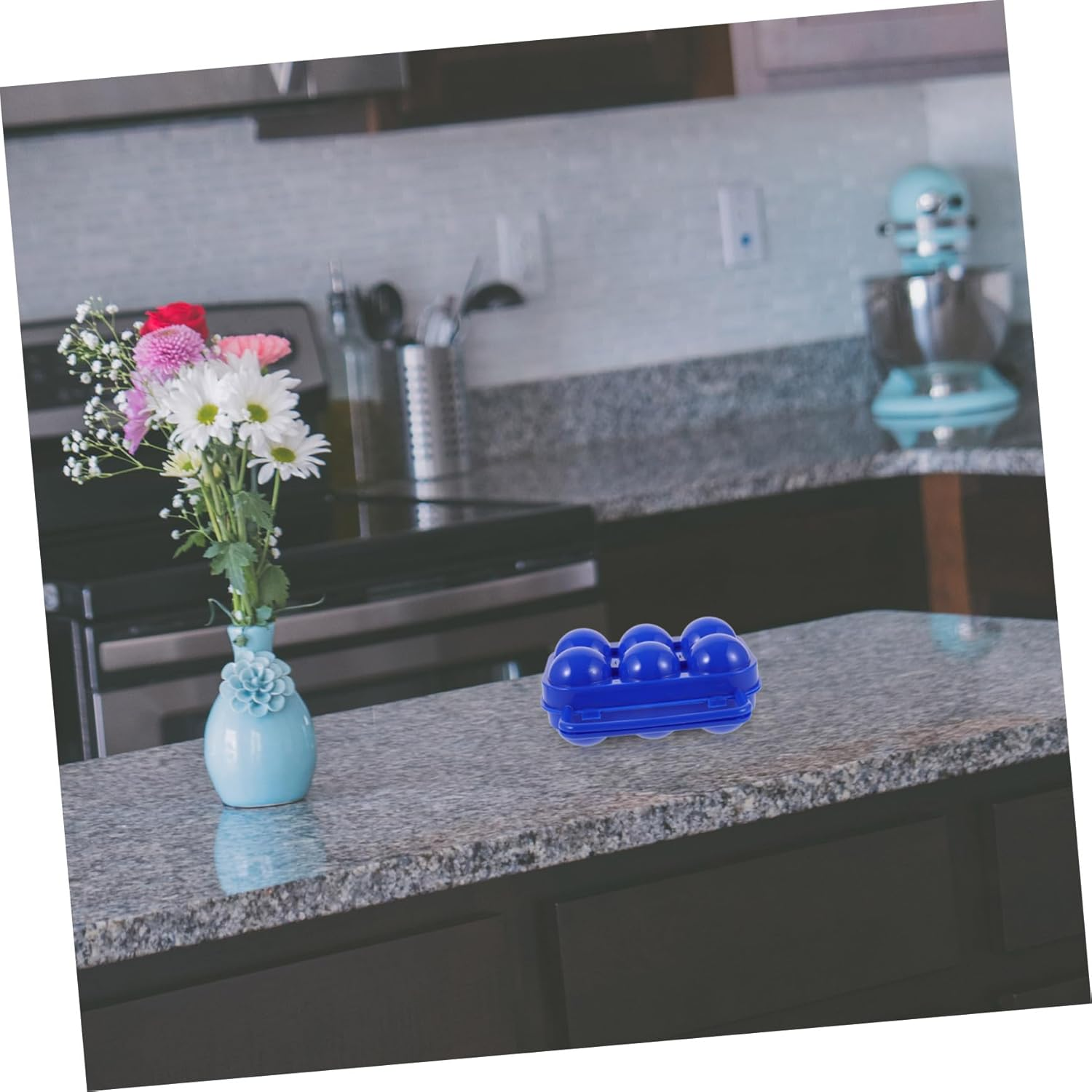 Portable Camping Egg Storage Box Handle Blue Hard Shell Egg Holder Container for Outdoor Camping Travel and Picnic image number 3