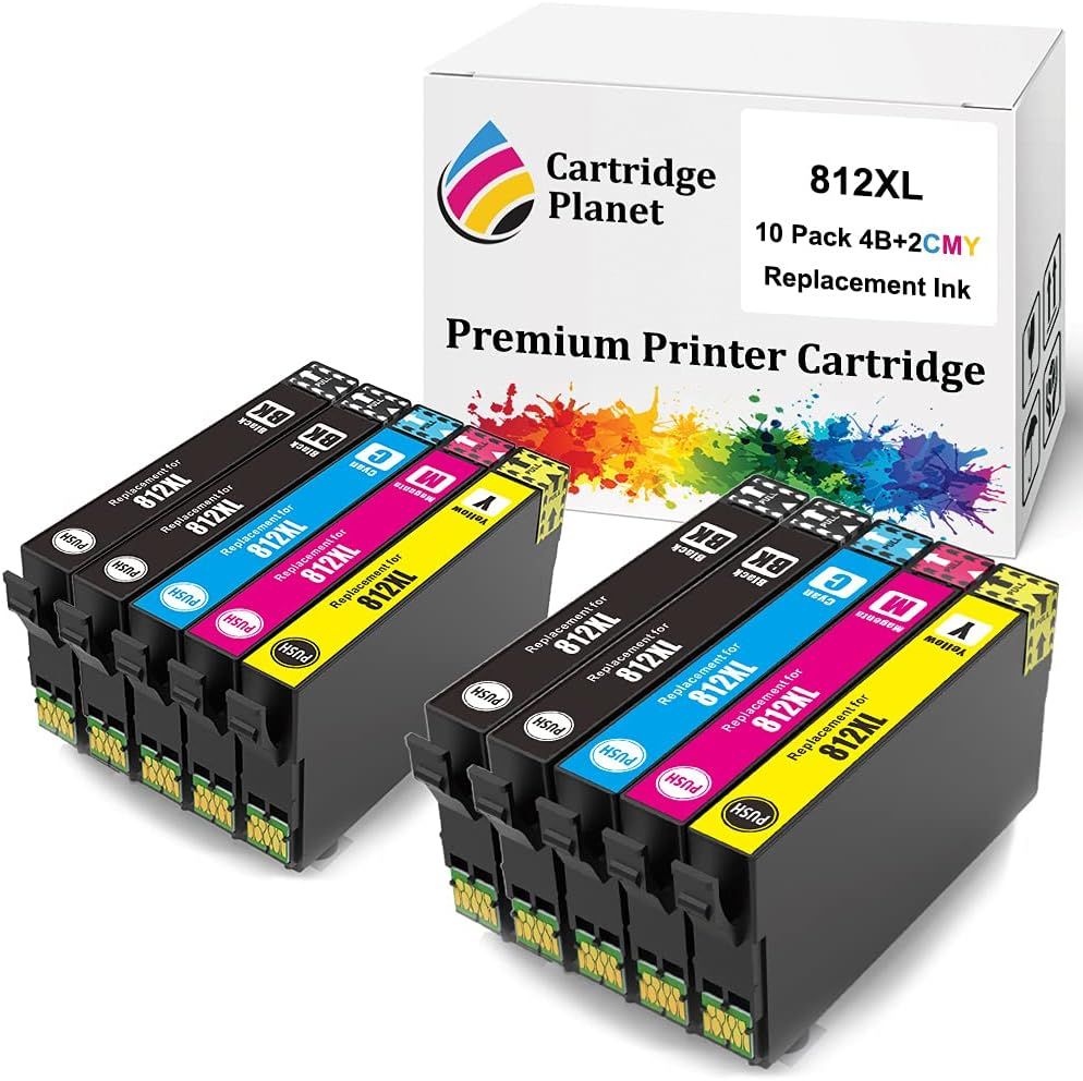 Cartridge Planet 10 Pack (4BK,2C,2M,2Y) Compatible Ink for Epson 812XL for Epson Workforce Pro WF-3820 Pro WF-3825 Pro WF-4830 Pro WF-4835 WF-7830 WF-7840 WF-7845