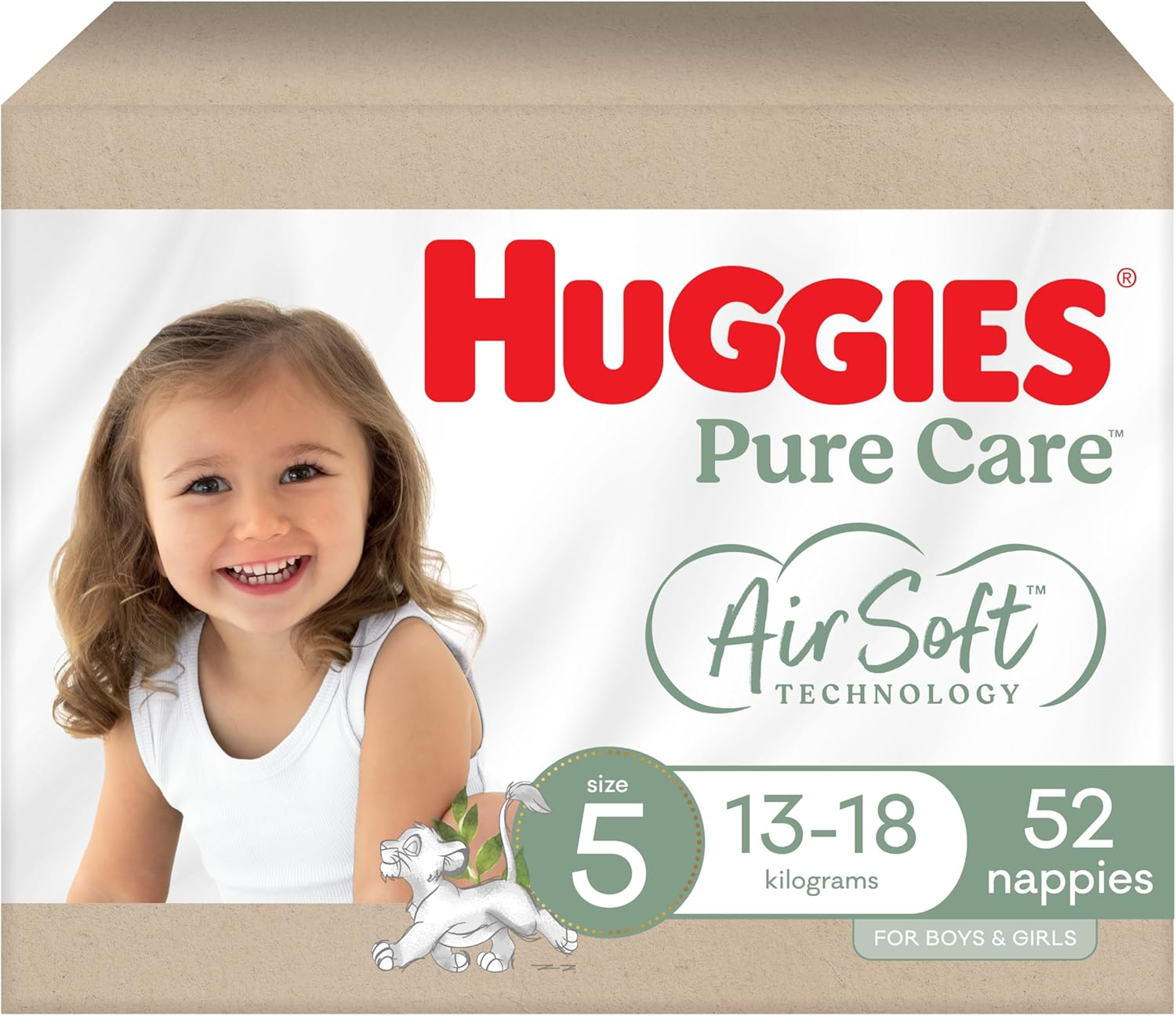 Huggies Pure Care Nappies Size 5 (13-18Kg) 52 Count (Packaging May Vary) image number 5