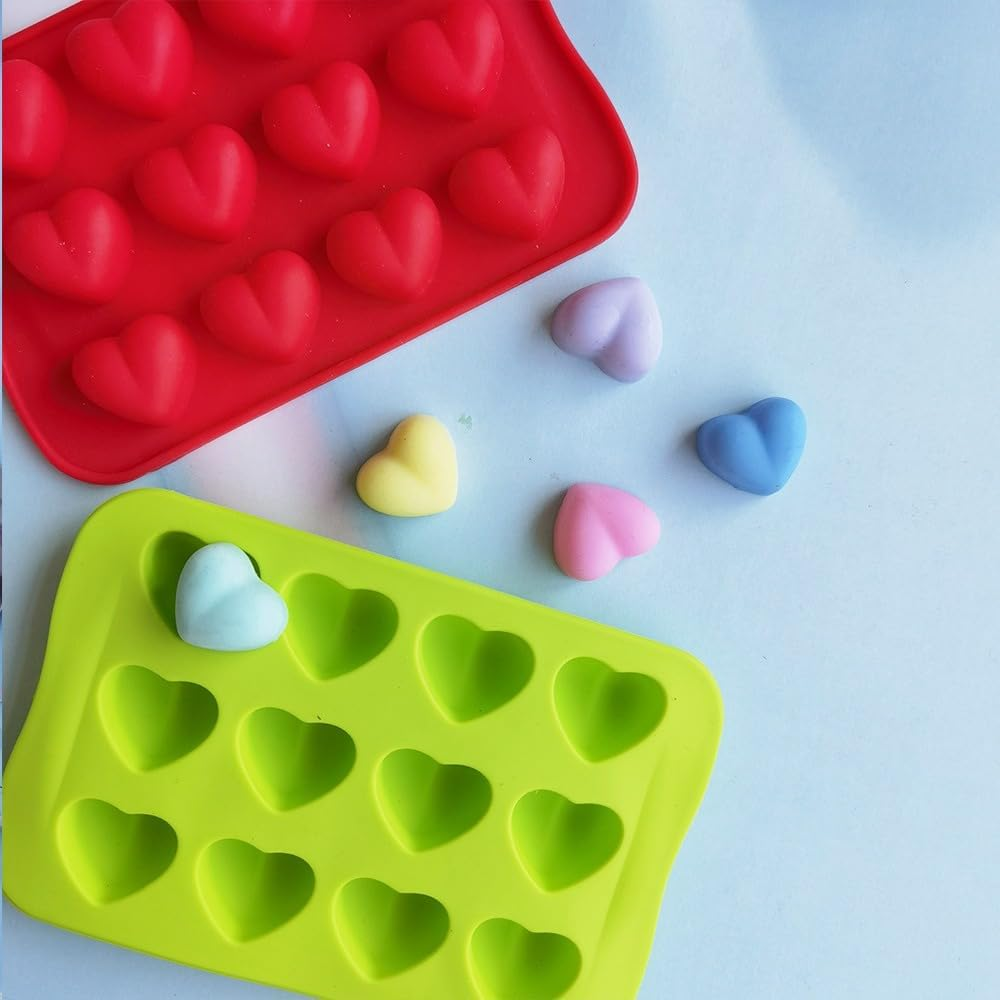 3 Packs 12 Cavities Heart Shaped Silicone Mold, Mini Muffin Pan for Chocolate Cake Jelly Pudding Handmade Soap Mould Candy Making image number 3