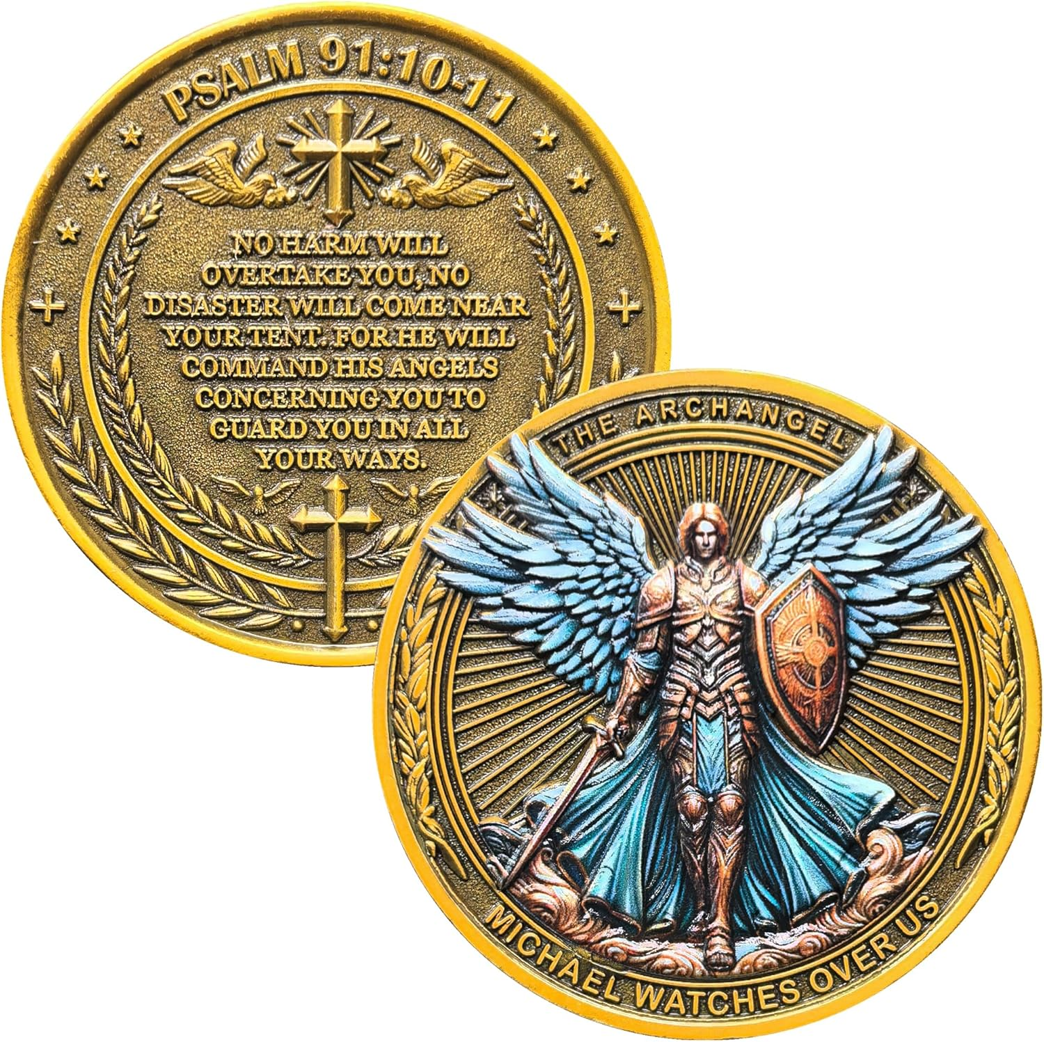 Archangel Michael Protection Challenge Coin for Divine Guidance and Safety Bible Verses Pocket Token image number 5