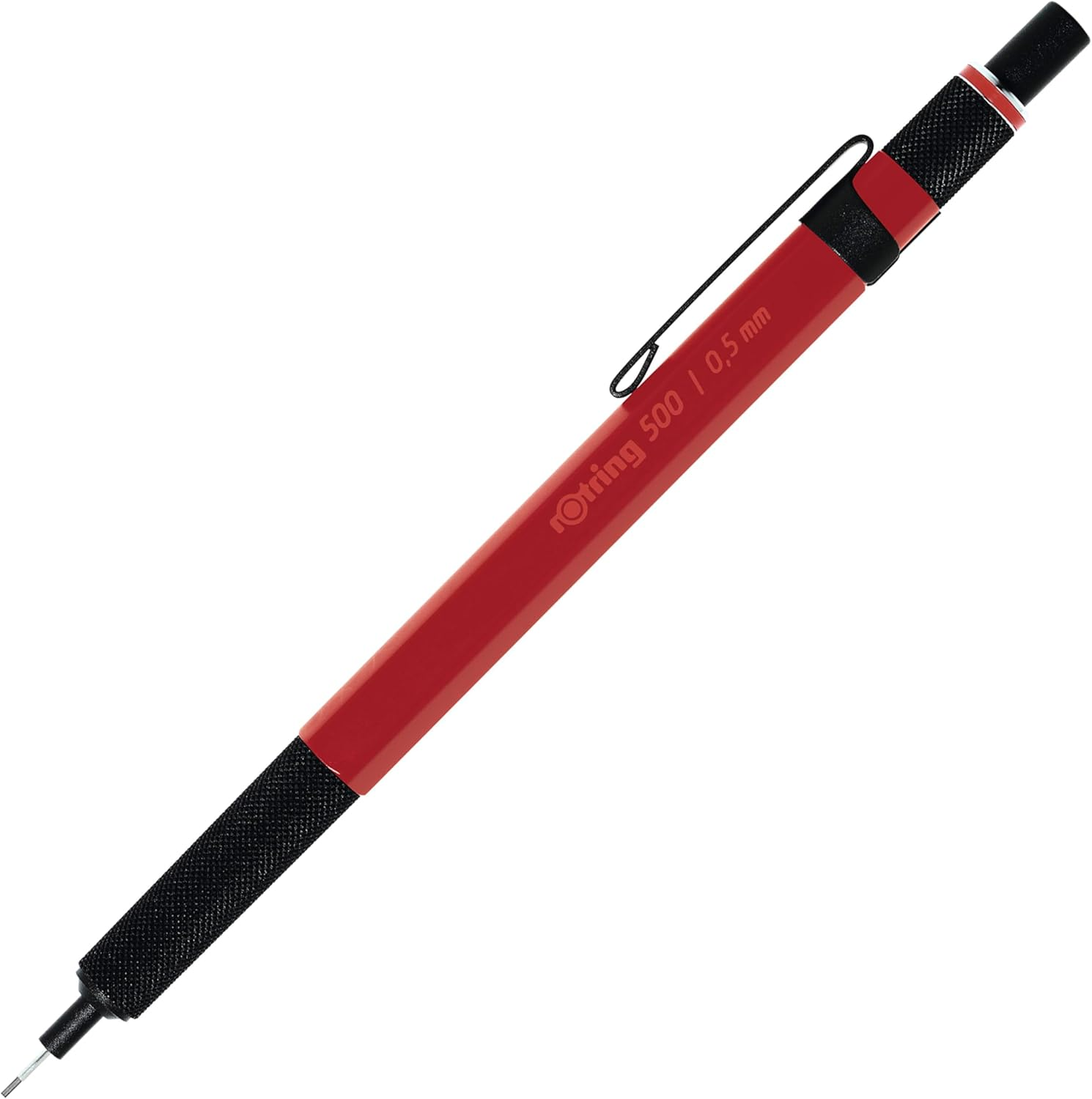Rotring 500 Mechanical Pencil | 0.5Mm HB Lead | Green Hexagonal Plastic Barrel and Non-Slip Textured Metal Grip
