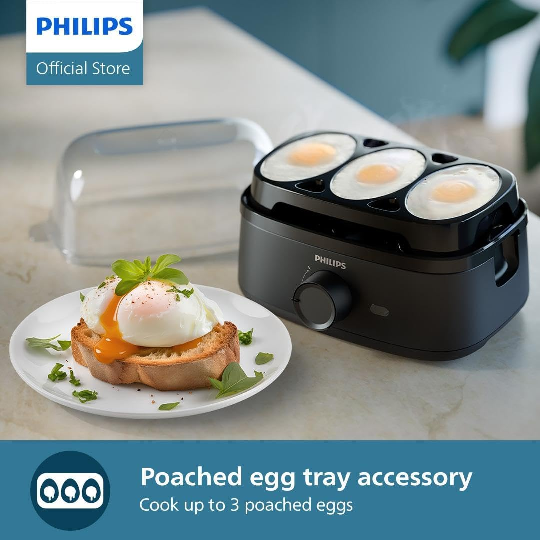 Philips Egg Cooker 3000 Series, Family Size up to 6 Eggs (Soft, Medium, Hard, Poached), Easy to Clean, Poached Tray & Egg Piercer Accessory, 400W Power, Compact Design (HD9137/90) image number 5